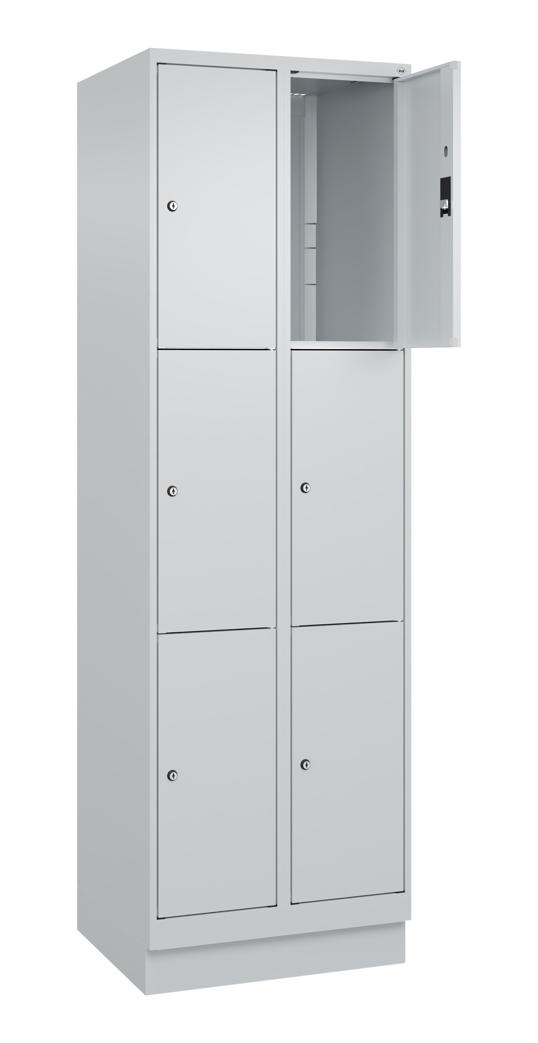 Schließfachschrank Classic Plus, Sockel, 6 Fächer, 1950x600x500mm