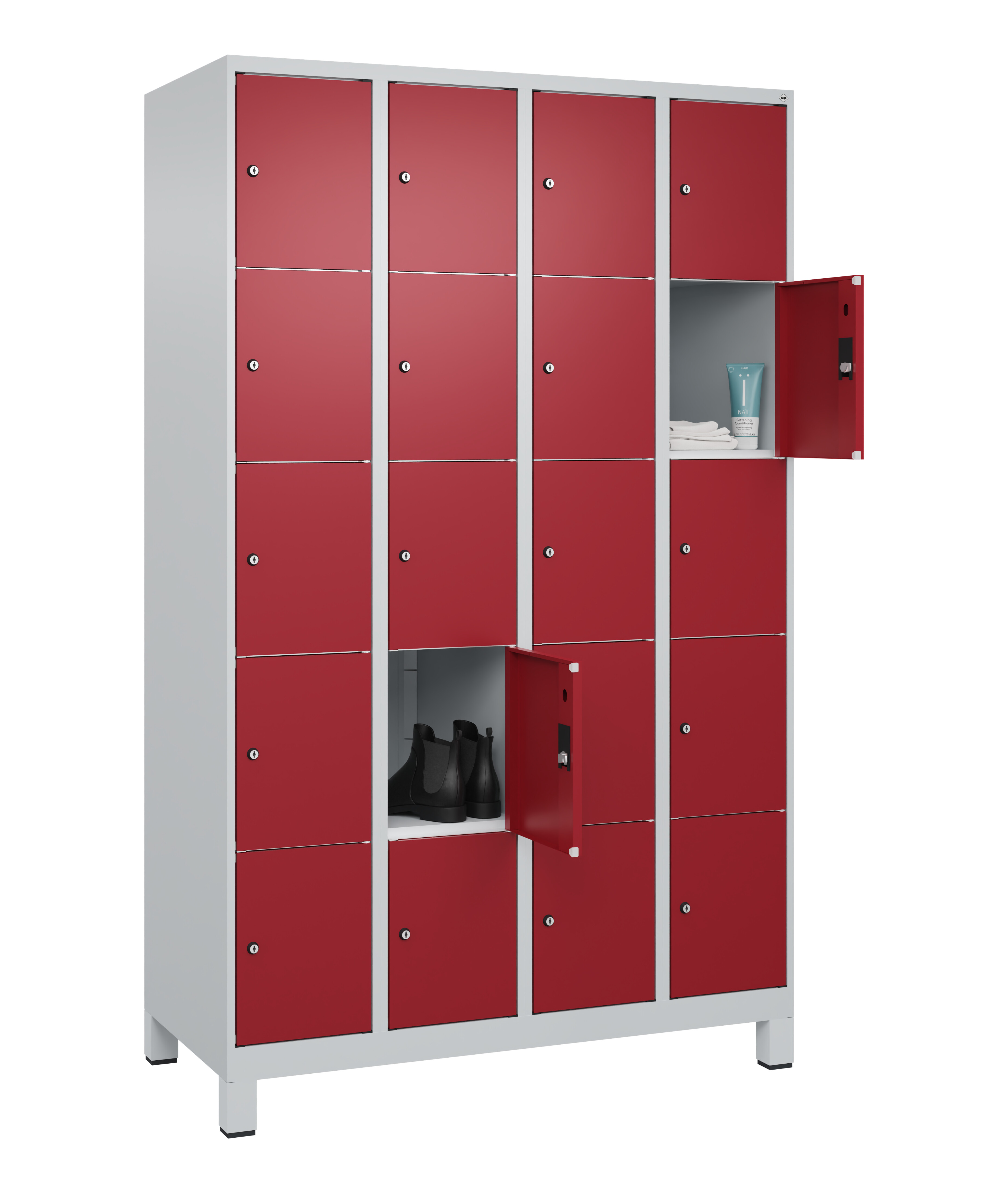 Schließfachschrank Classic Plus, Füße, 20 Fächer, 1950x1200x500mm Schließfachschrank Classic Plus, Füße, 20 Fächer, 1950x1200x500mm