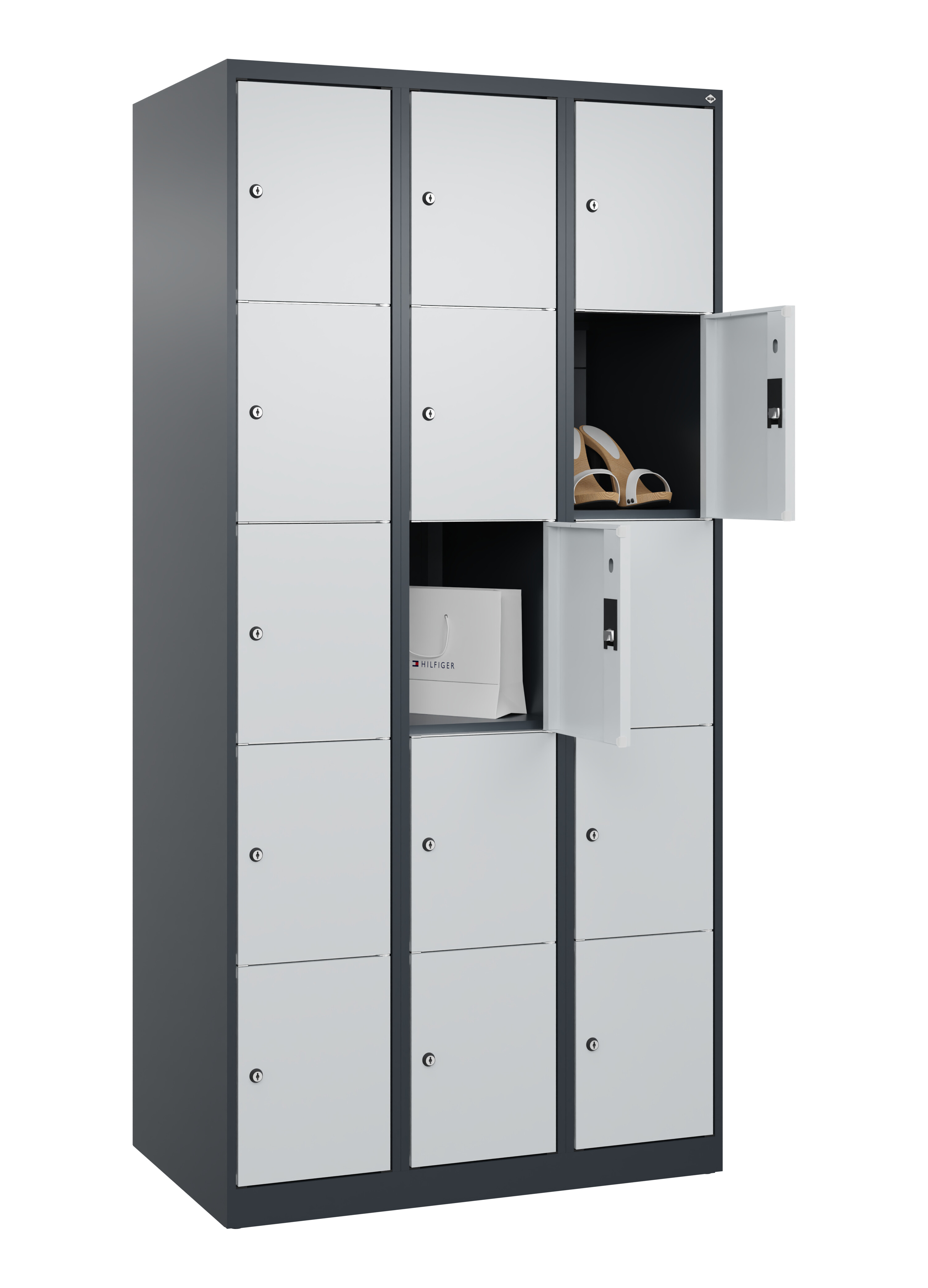 Schließfachschrank Classic Plus, 15 Fächer, 1850x900x500mm