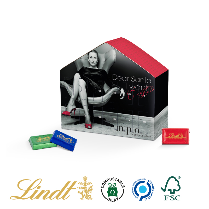Adventskalender Haus Lindt Schokotäfelchen