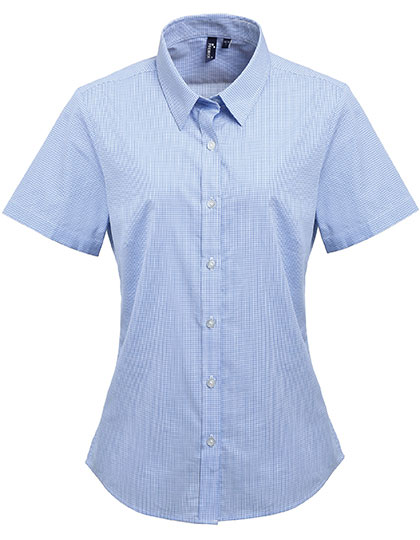 Premier Workwear Women´s Microcheck (Gingham) Short Sleeve Cotton Shirt