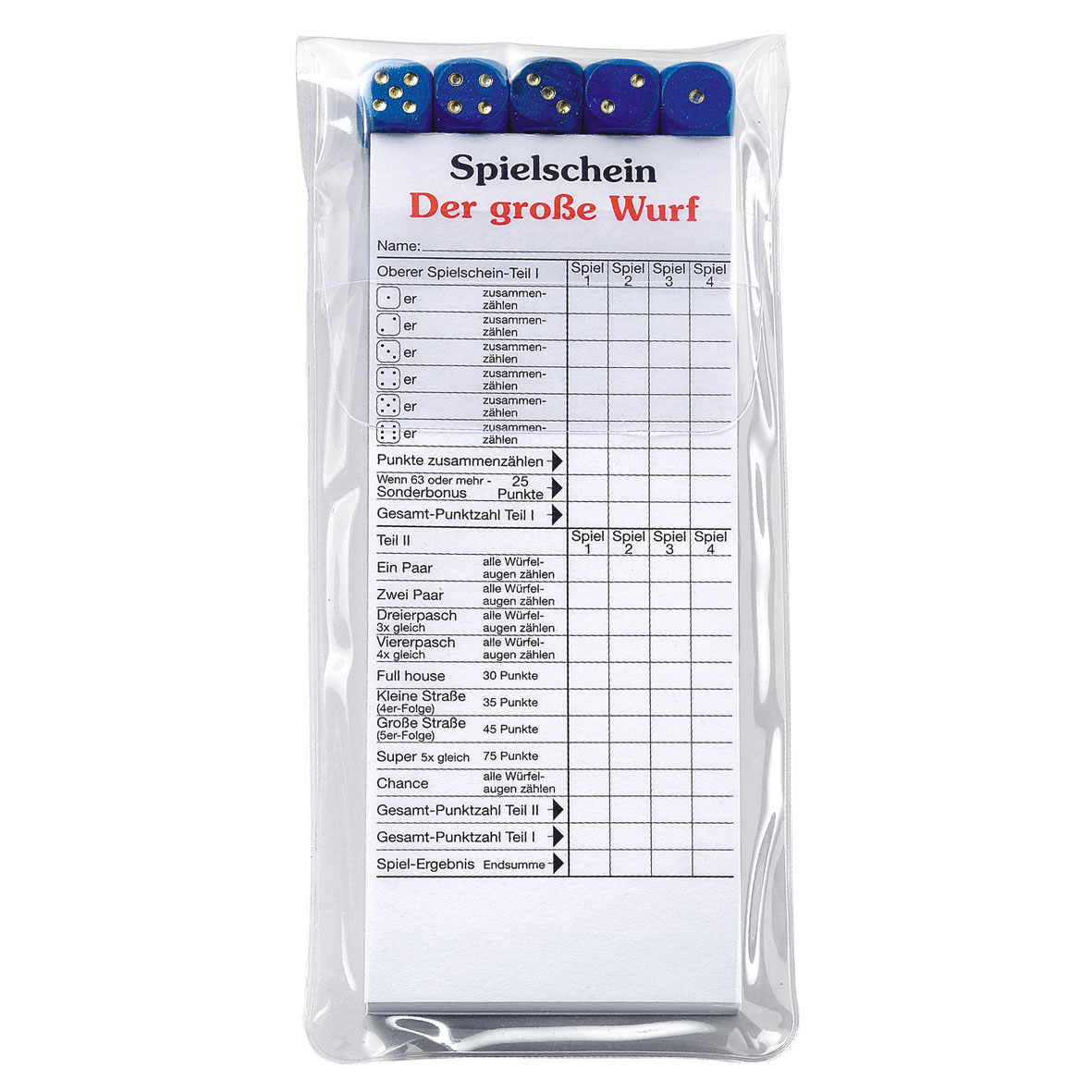 Würfelspiel Der große Wurf im Etui Würfelspiel Der große Wurf im Etui