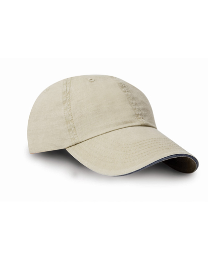 Result Headwear Washed Fine Line Cotton Cap With Sandwich Peak
