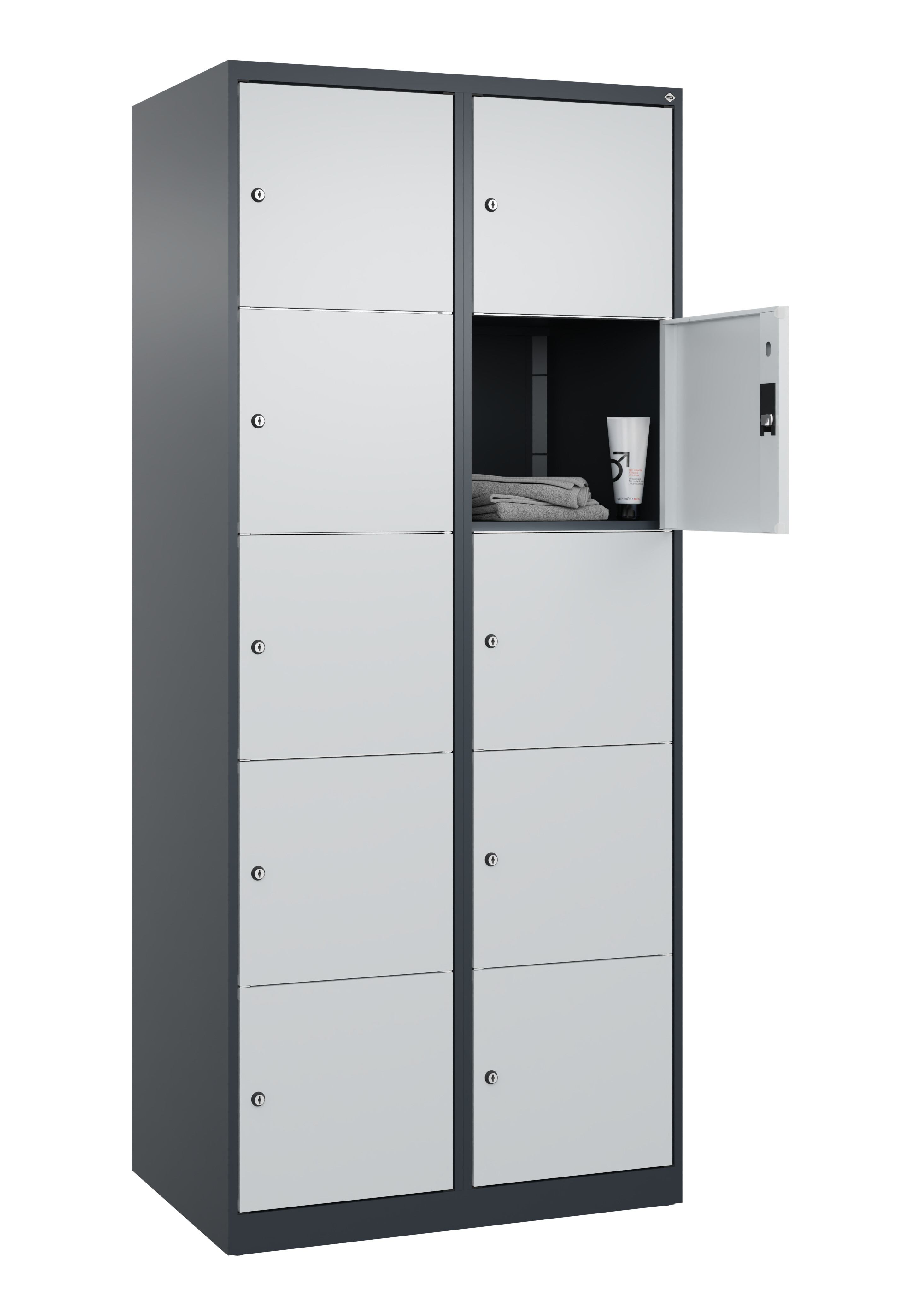 Schließfachschrank Classic Plus, 10 Fächer, 1850x800x500mm