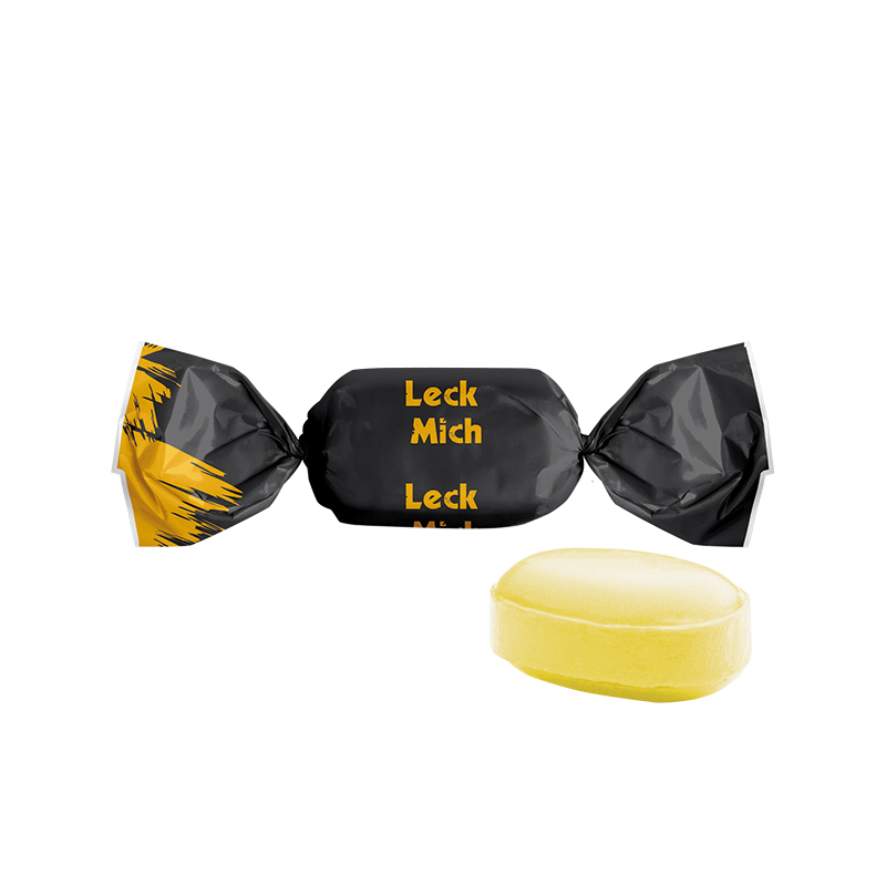 Zitronen mit Vitamin C Bonbon im weißen kompostierbaren Wickler Zitronen mit Vitamin C Bonbon im weißen kompostierbaren Wickler