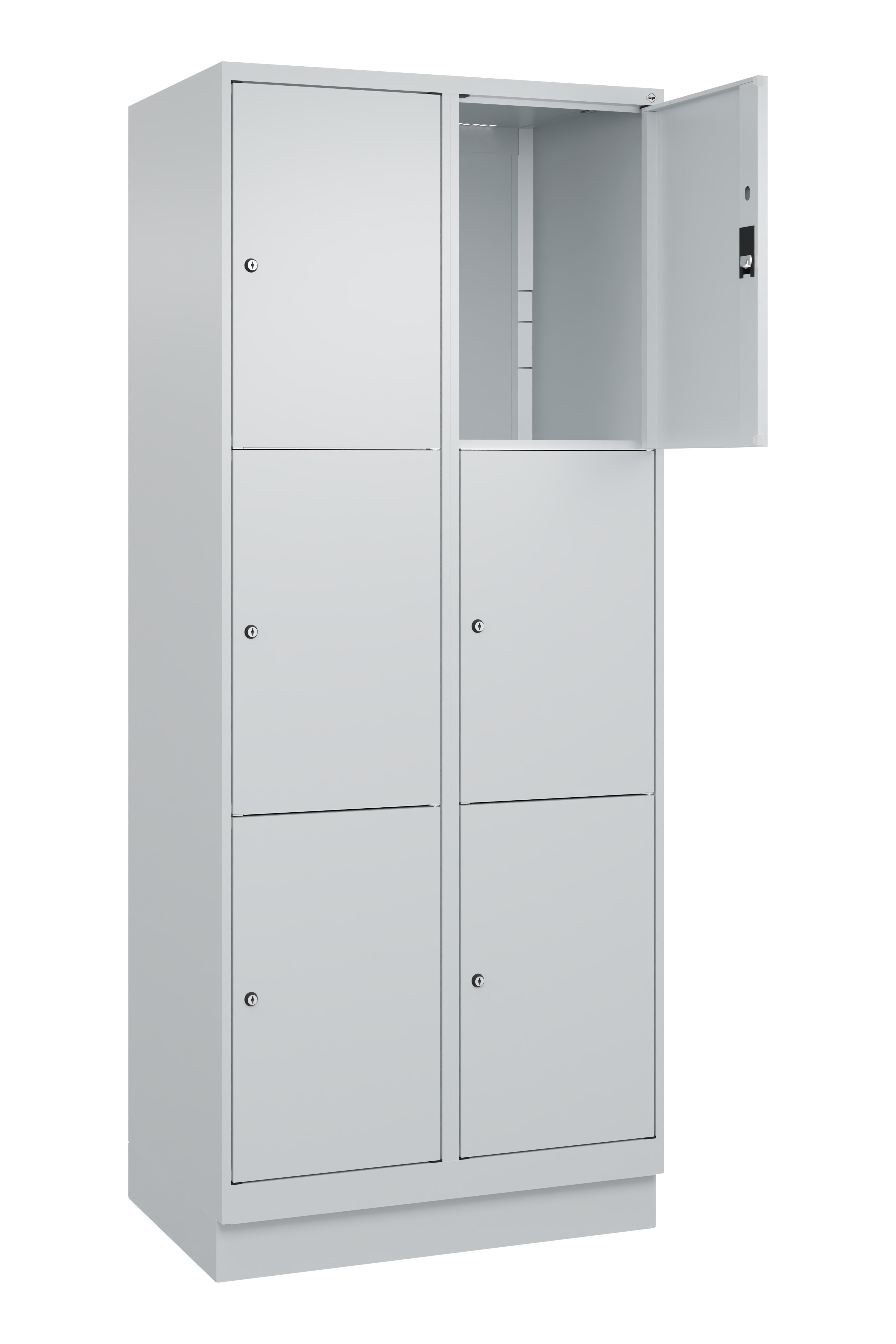 Schließfachschrank Classic Plus, Sockel, 6 Fächer, 2120x800x500mm Schließfachschrank Classic Plus, Sockel, 6 Fächer, 2120x800x500mm