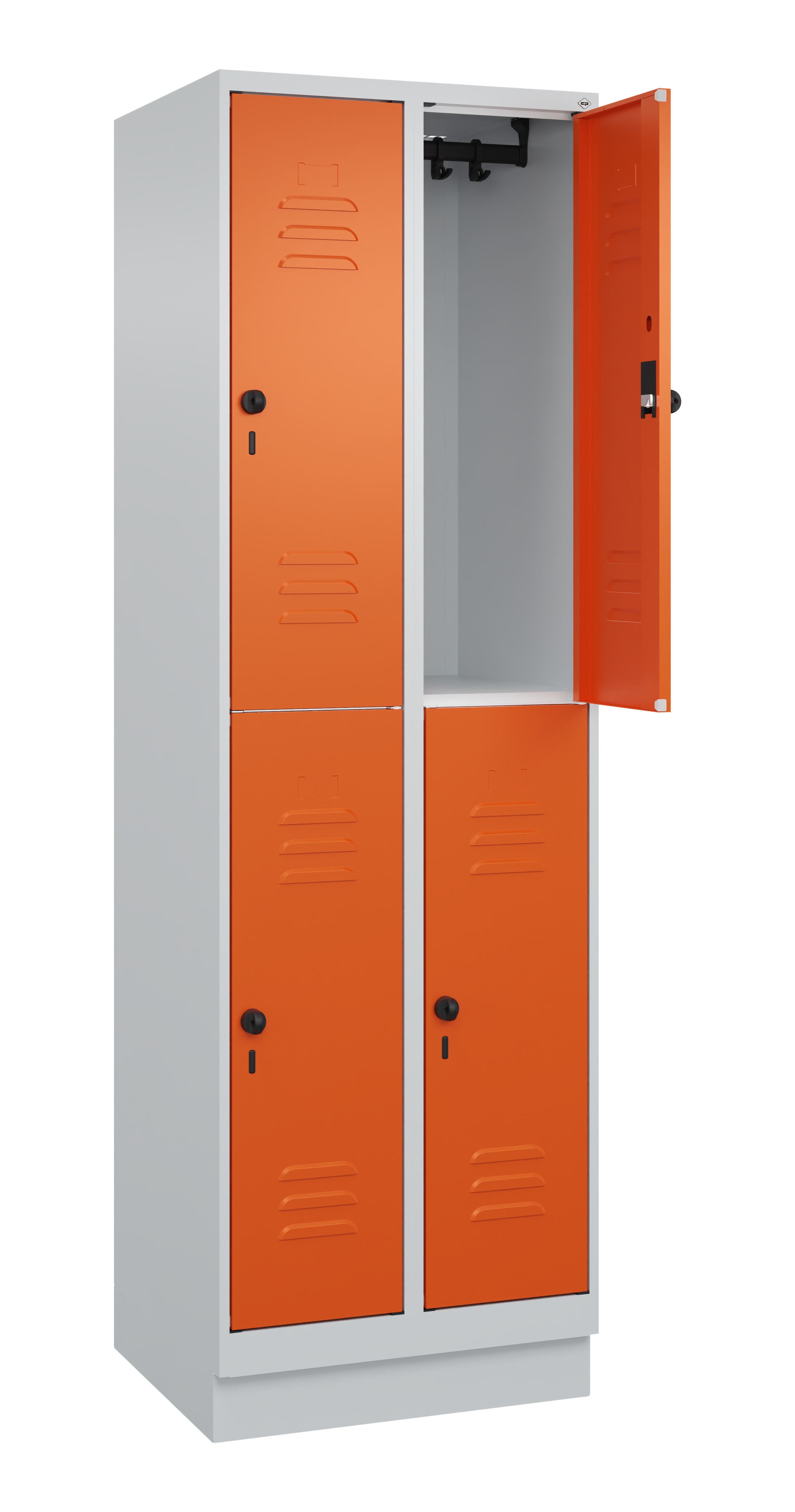 Doppelstock-Spind Classic Plus, Sockel, 4 Fächer, 1950x600x500mm