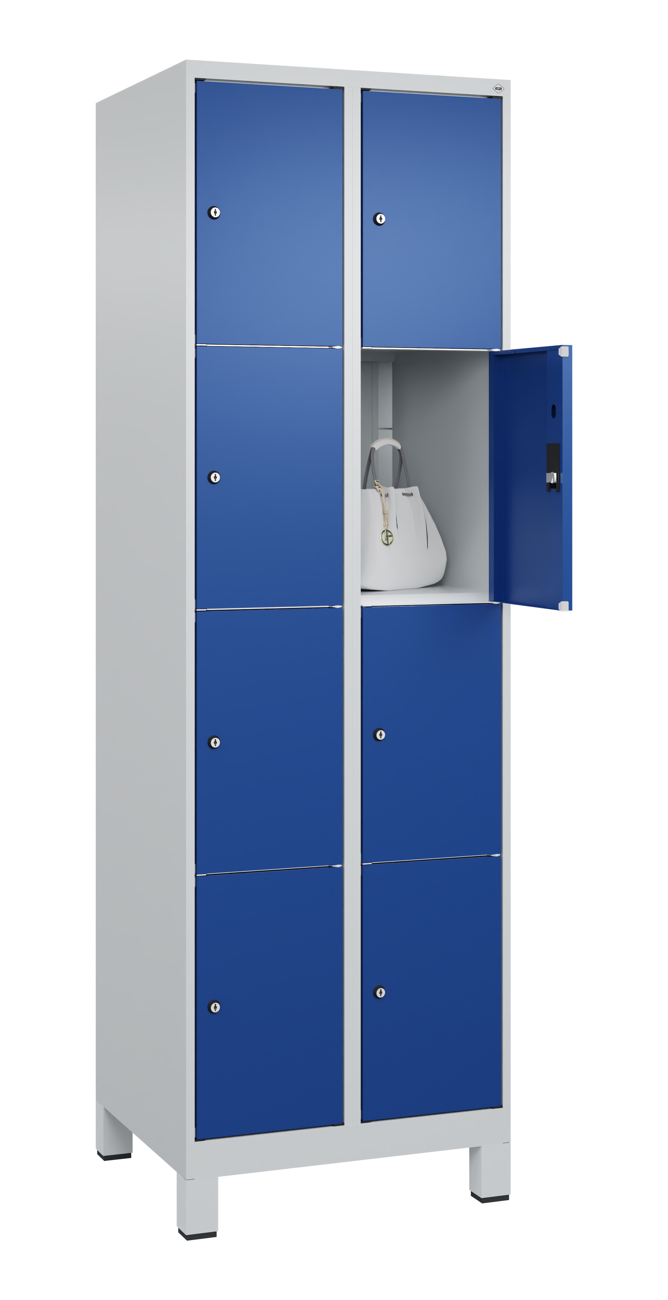 Schließfachschrank Classic Plus, Füße, 8 Fächer, 1950x600x500mm