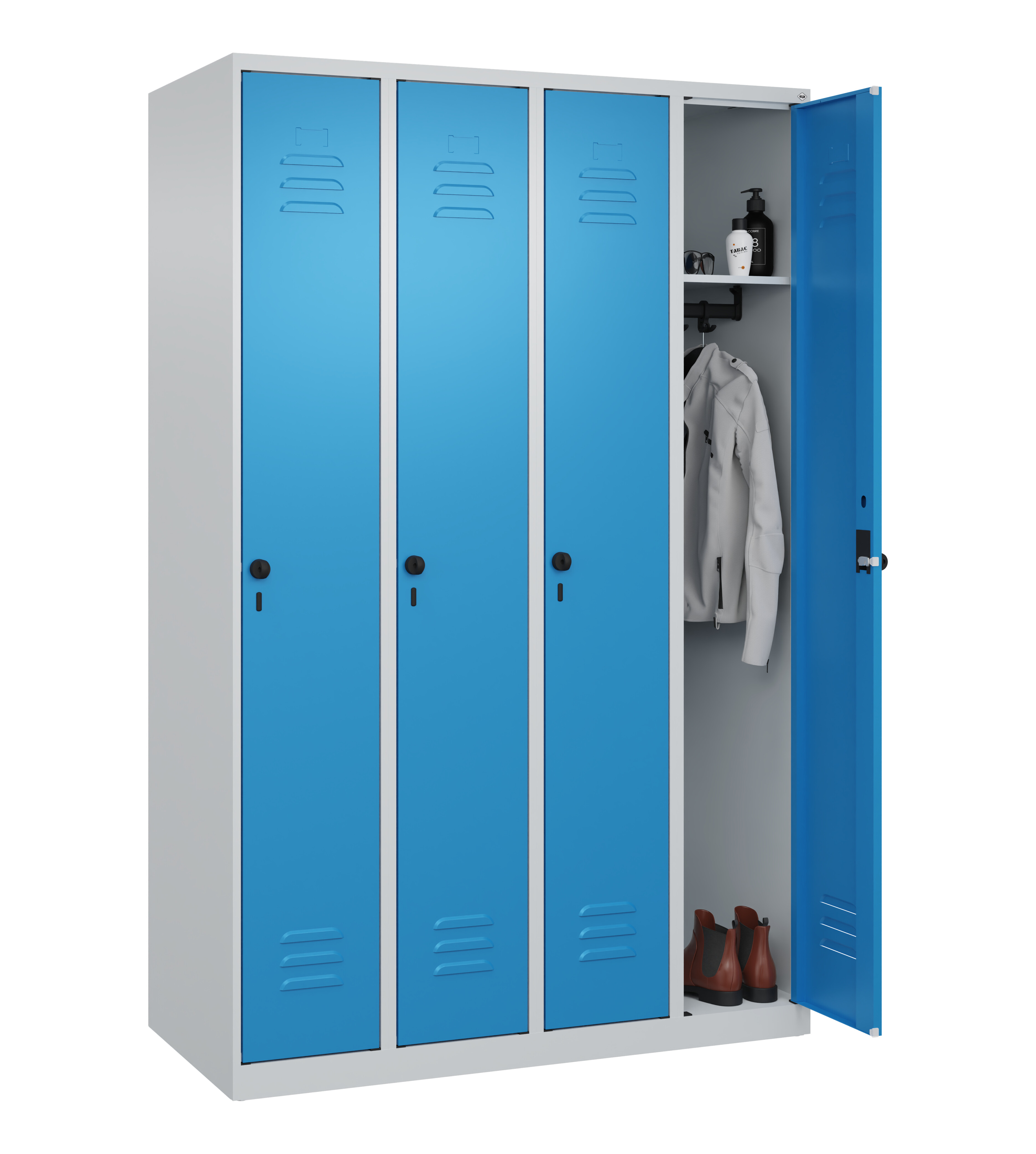 Spind Classic Plus, 4 Abteile, 1850x1200x500mm Spind Classic Plus, 4 Abteile, 1850x1200x500mm