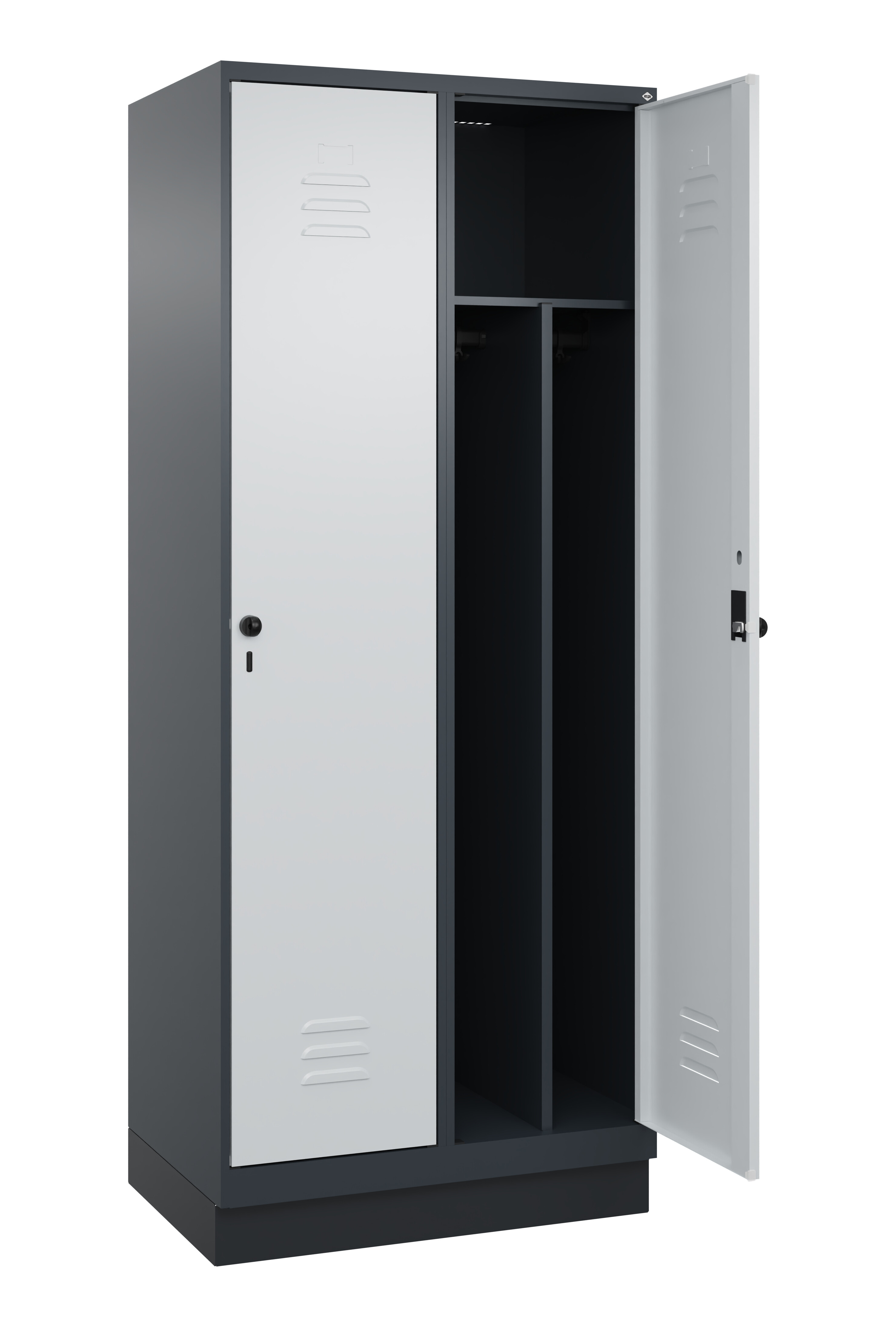 Spind Classic Plus, Sockel, 2 Abteile, 1950x800x500mm Spind Classic Plus, Sockel, 2 Abteile, 1950x800x500mm