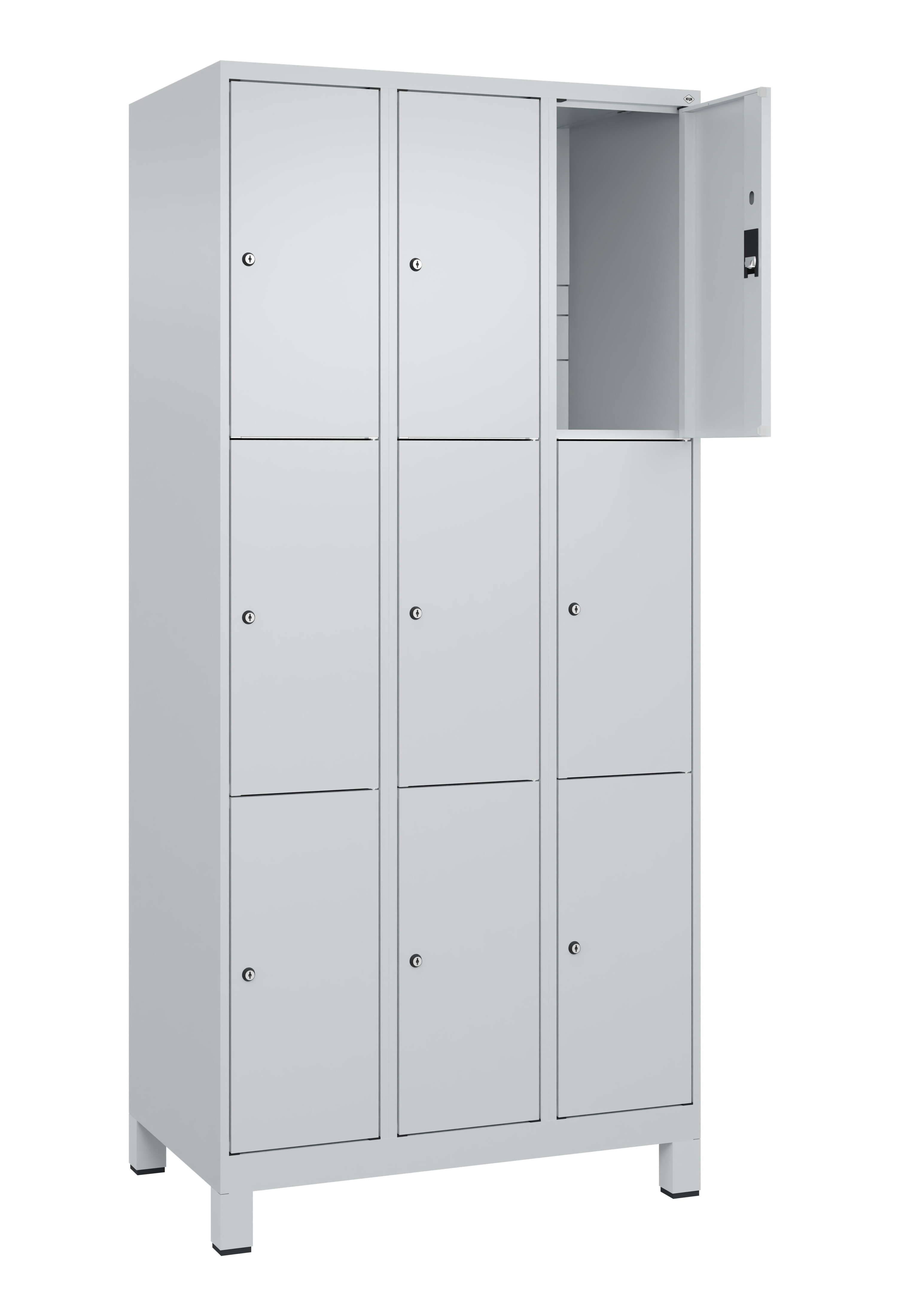 Schließfachschrank Classic Plus, Füße, 9 Fächer, 1950x900x500mm