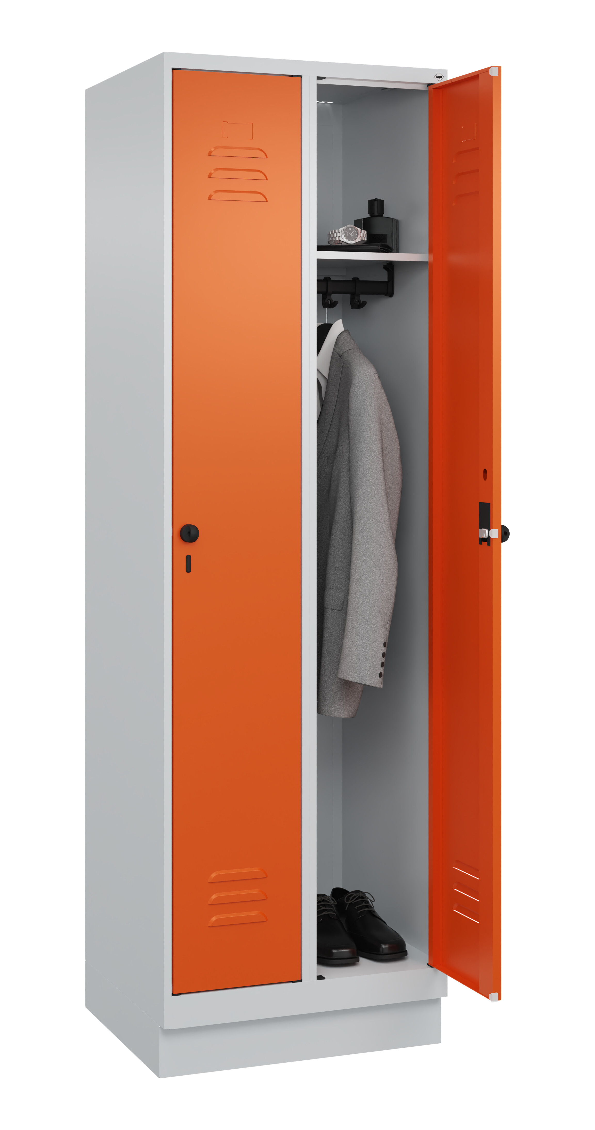 Spind Classic Plus, Sockel, 2 Abteile, 1950x600x500mm