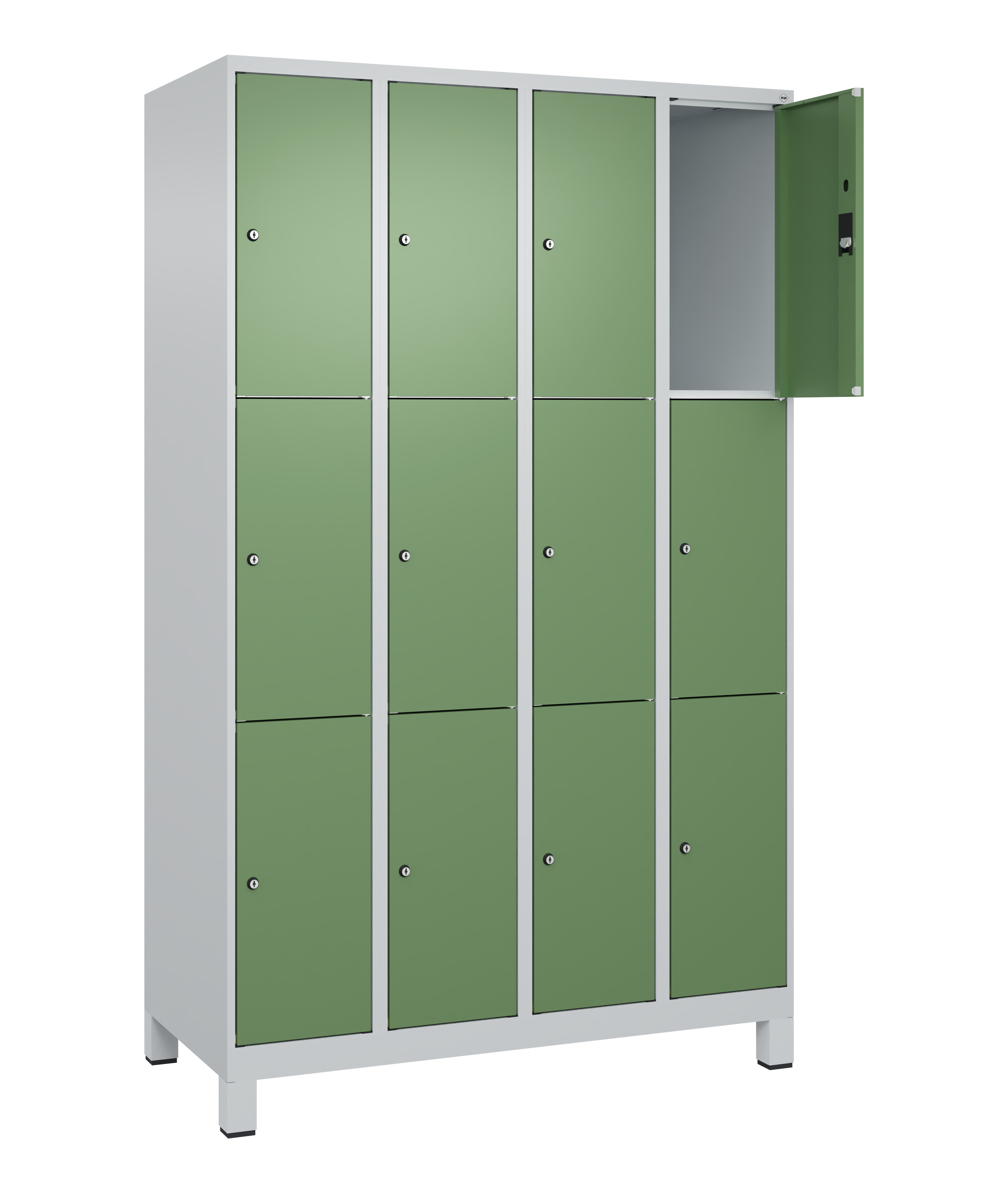 Schließfachschrank Classic Plus, Füße, 12 Fächer, 1950x1200x500mm Schließfachschrank Classic Plus, Füße, 12 Fächer, 1950x1200x500mm