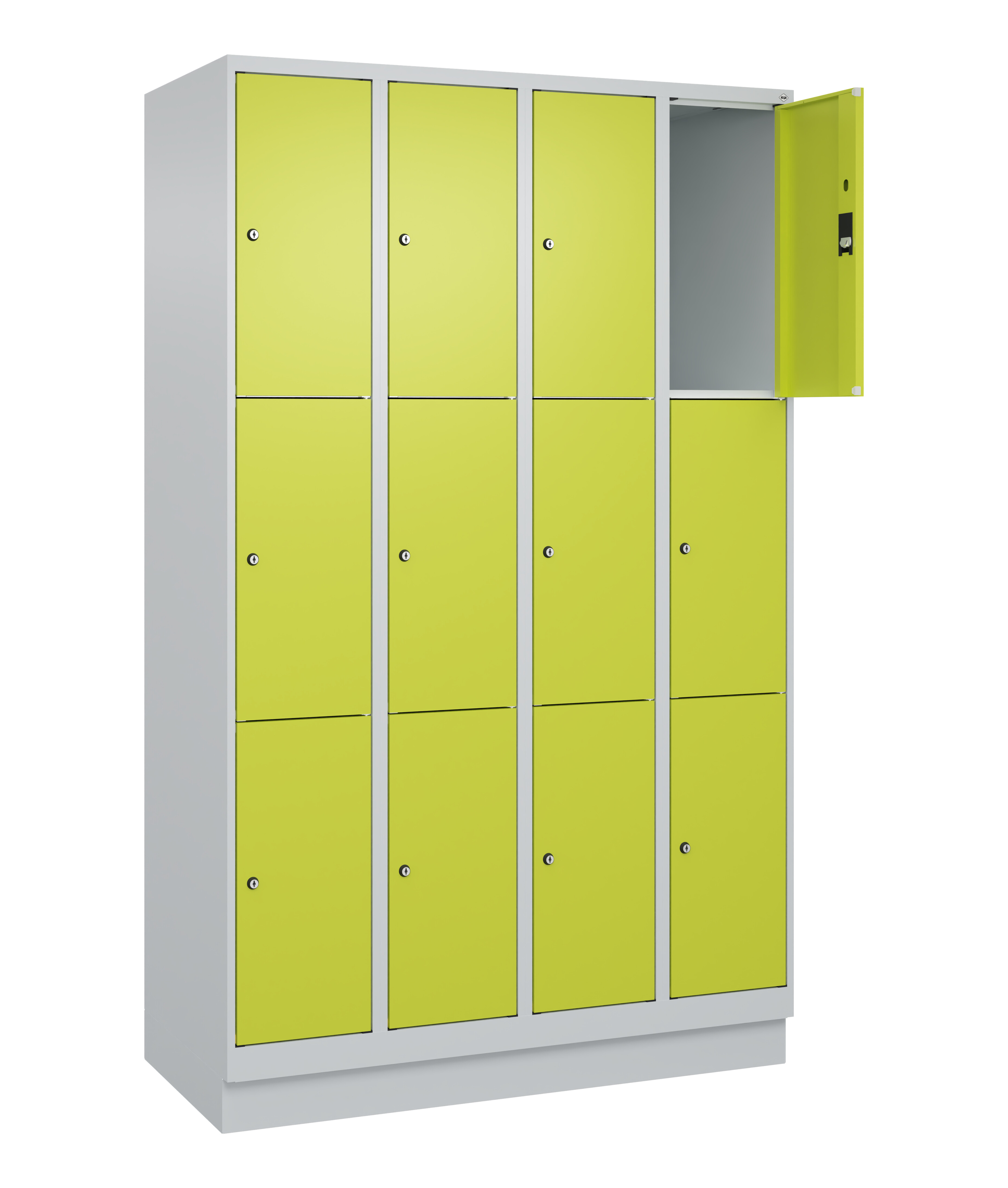 Schließfachschrank Classic Plus, Sockel, 12 Fächer, 1950x1200x500mm