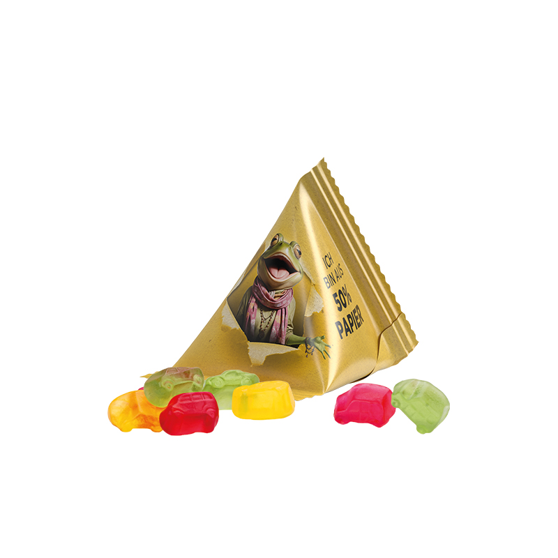 Fruchtgummi Tetraeder Papierfolie weiß Trolli Fruchtgummi Auto-Mischung