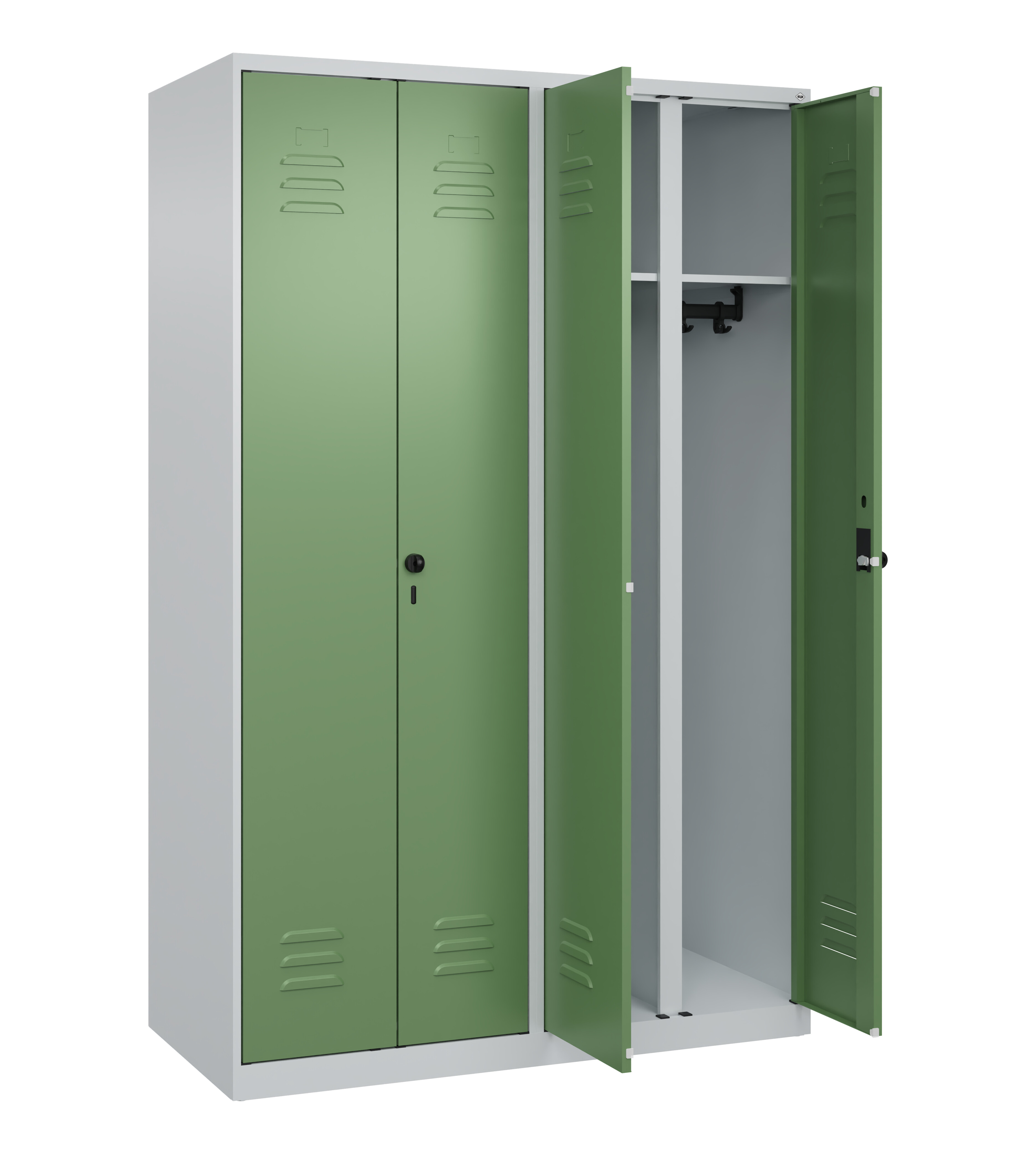 Schwarz-Weiß-Spind Classic Plus, 4 Abteile, 1850x1200x500mm Schwarz-Weiß-Spind Classic Plus, 4 Abteile, 1850x1200x500mm