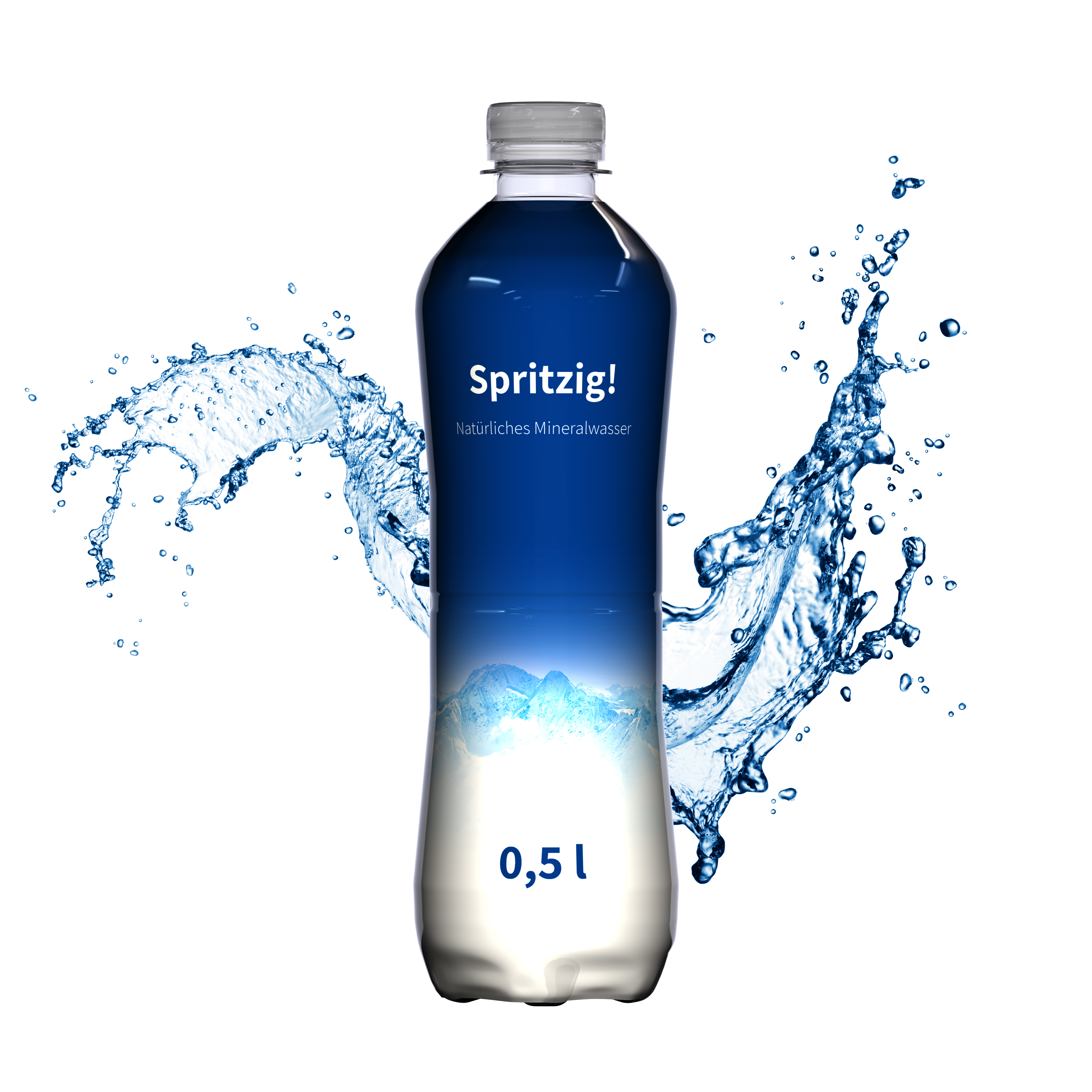 500 ml Mineralwasser spritzig (Flasche Slimline) - Fullbody Sleeve (Export - Pfandfrei)