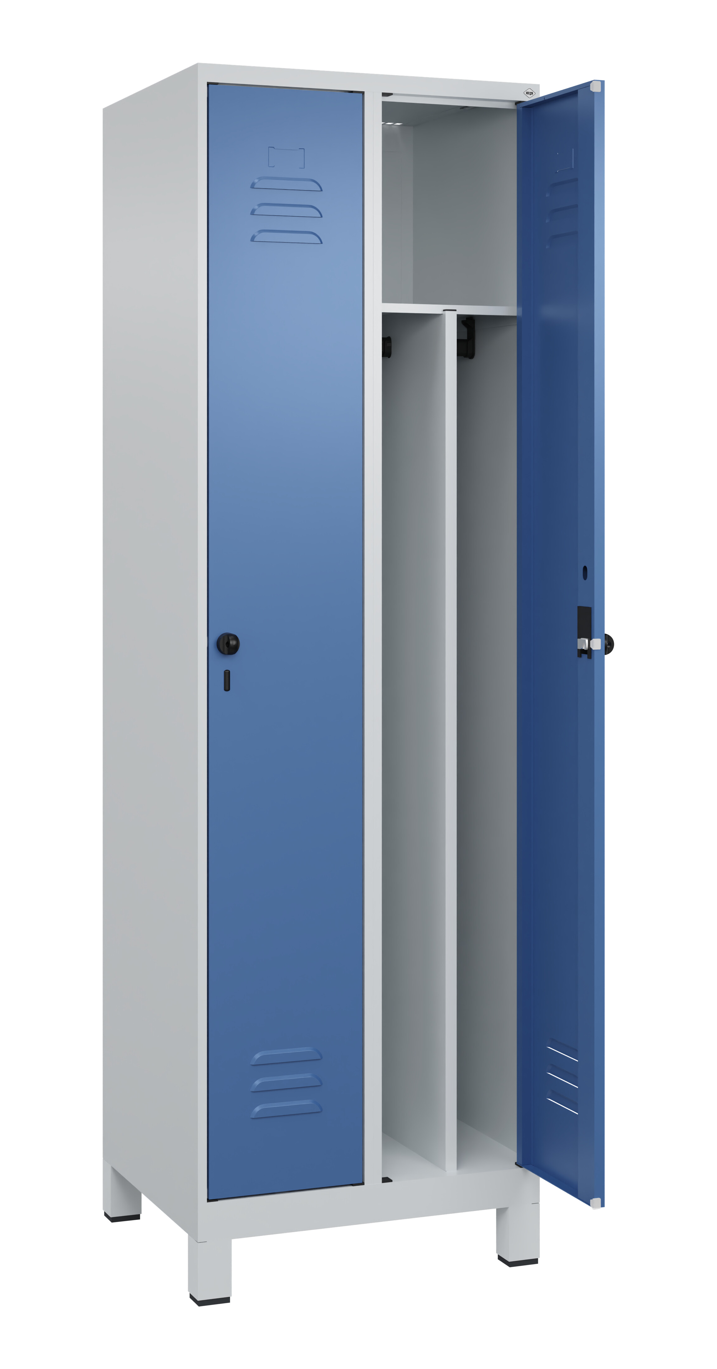 Spind Classic Plus, Füße, 2 Abteile, 1950x600x500mm Spind Classic Plus, Füße, 2 Abteile, 1950x600x500mm