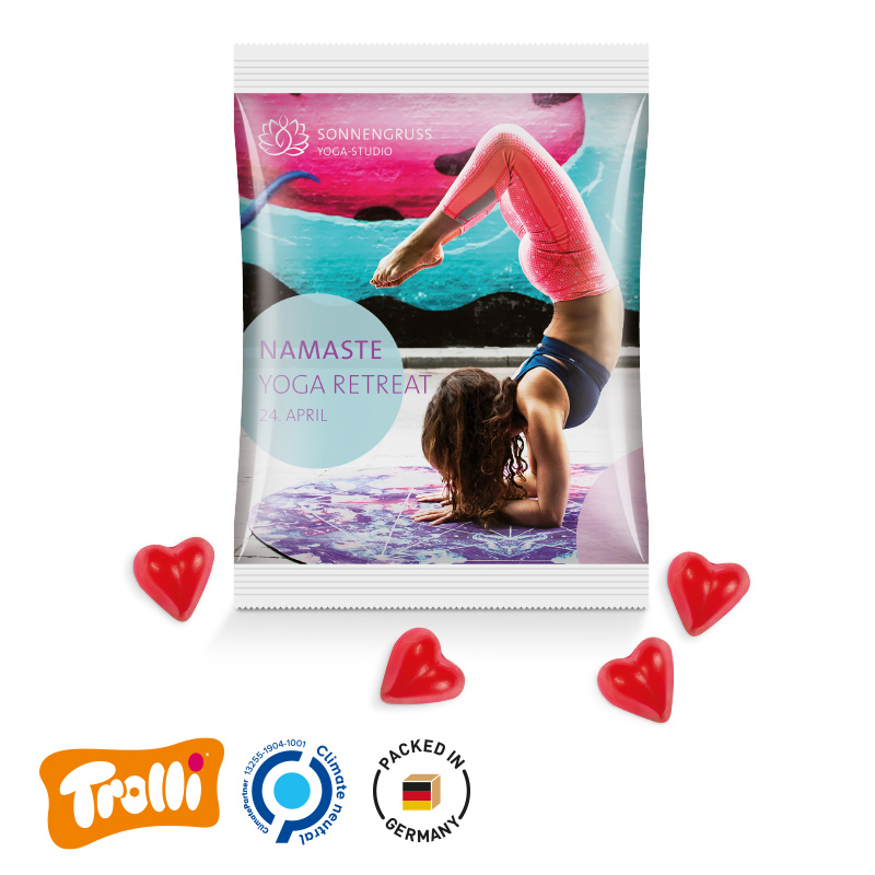 Maxitüte Folie weiß Trolli Fruchtgummi Herz rot Maxitüte Folie weiß Trolli Fruchtgummi Herz rot
