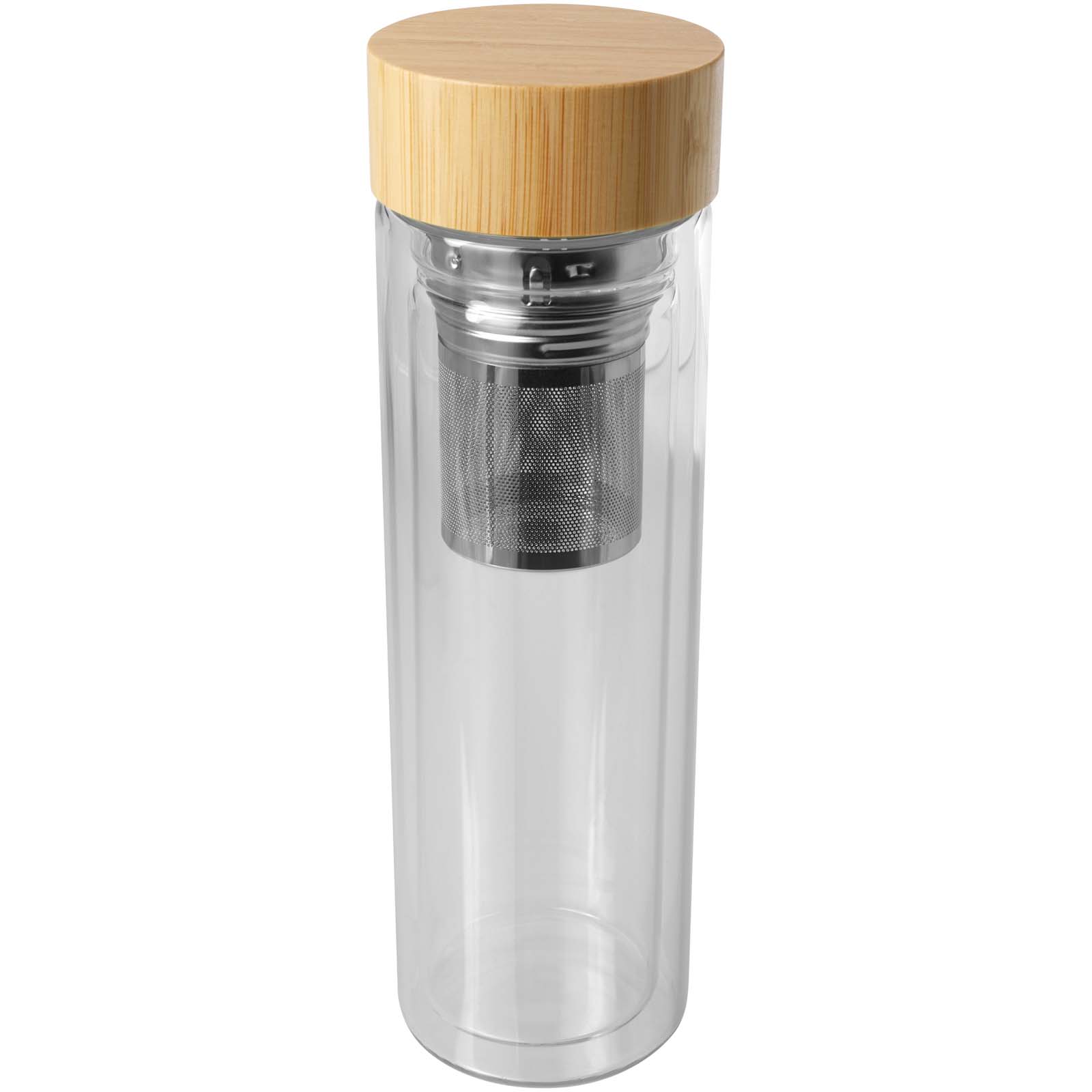 Bailey 400 ml Flasche aus Borosilikatglas mit Infuser und Bambusdeckel Bailey 400 ml Flasche aus Borosilikatglas mit Infuser und Bambusdeckel