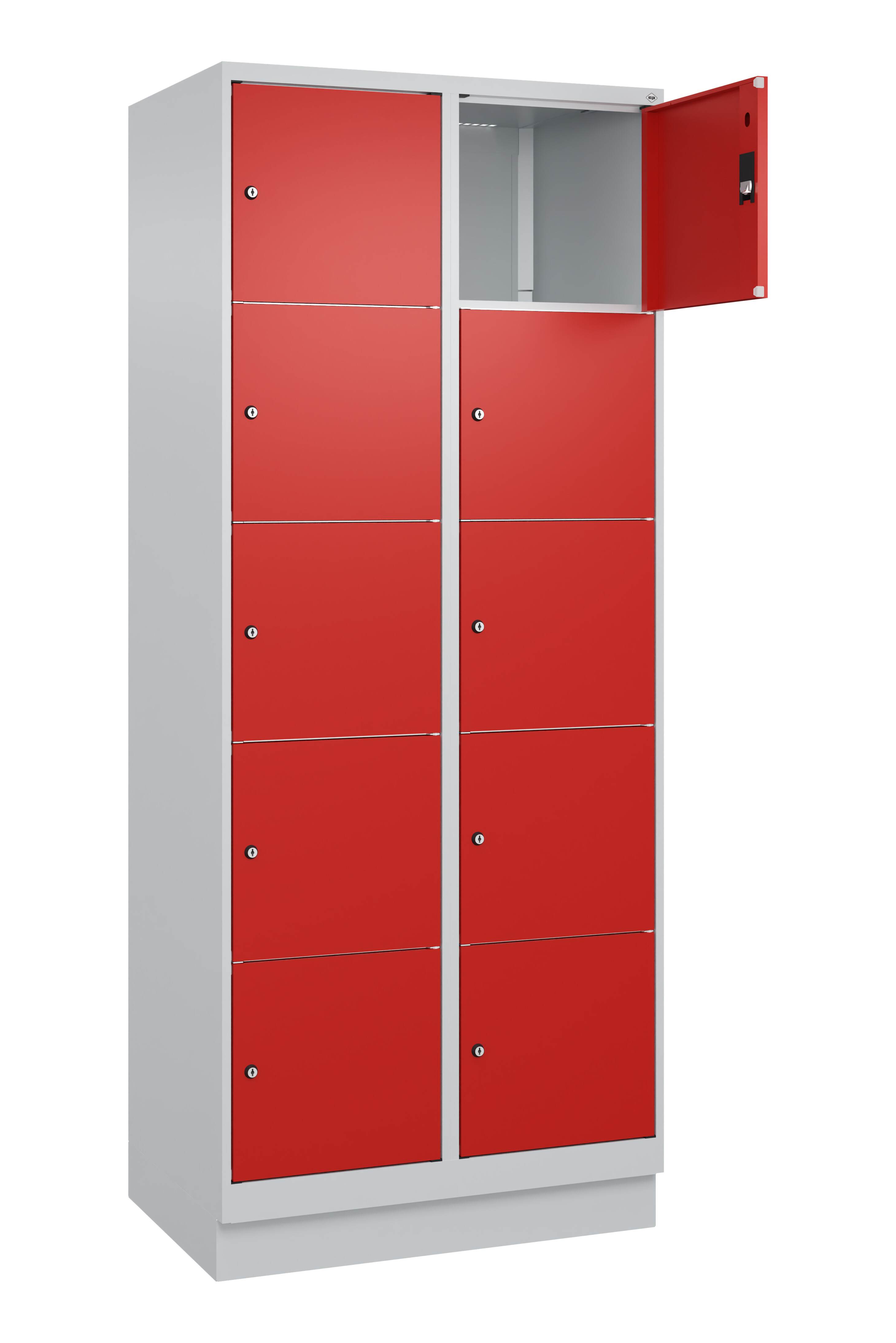 Schließfachschrank Classic Plus, Sockel, 10 Fächer, 2120x800x500mm Schließfachschrank Classic Plus, Sockel, 10 Fächer, 2120x800x500mm