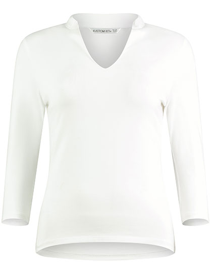 Kustom Kit Regular Fit Mandarin Collar Top 3'4 Sleeve