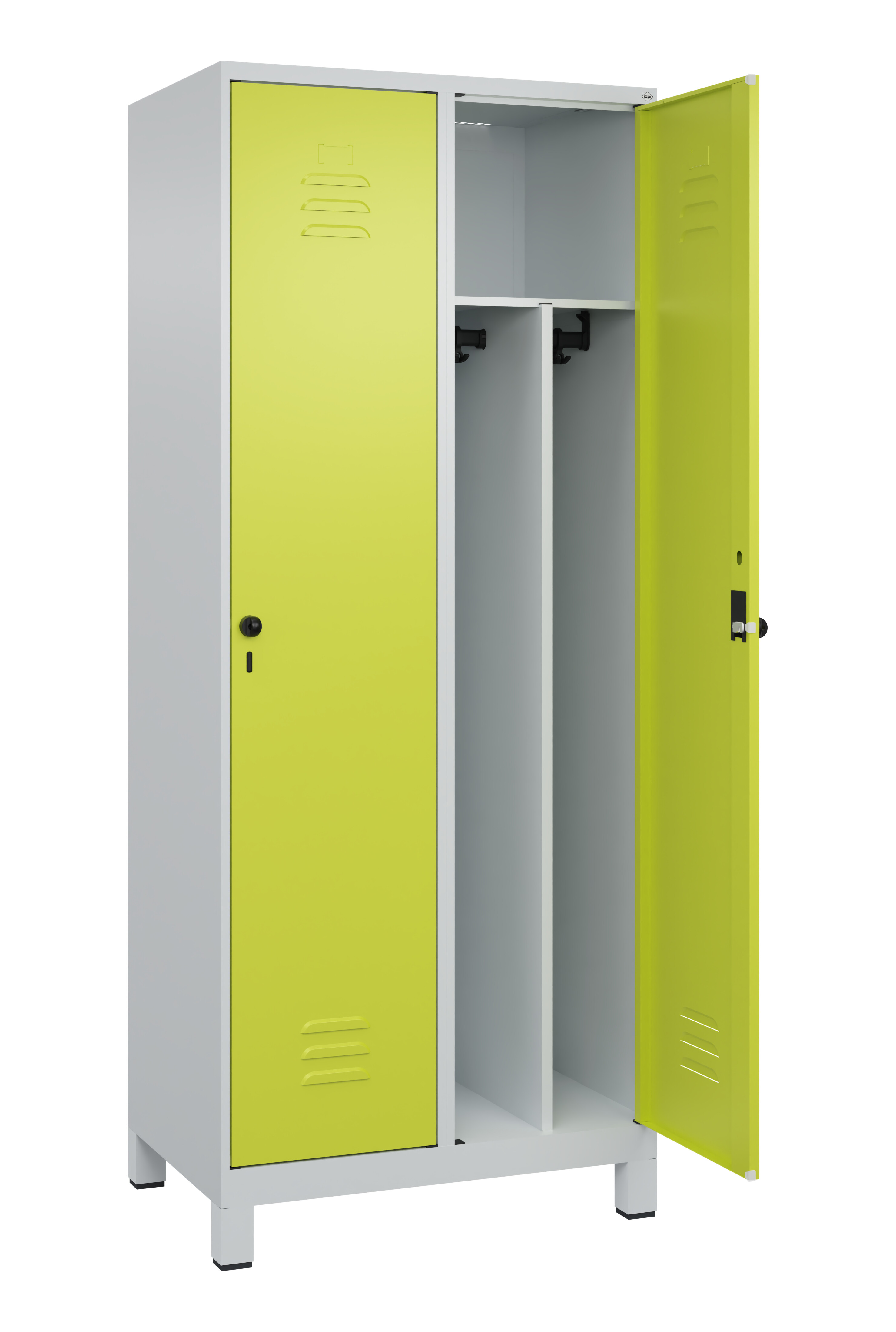 Spind Classic Plus, Füße, 2 Abteile, 1950x800x500mm Spind Classic Plus, Füße, 2 Abteile, 1950x800x500mm