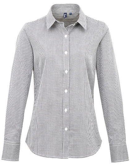 Premier Workwear Women´s Microcheck (Gingham) Long Sleeve Cotton Shirt