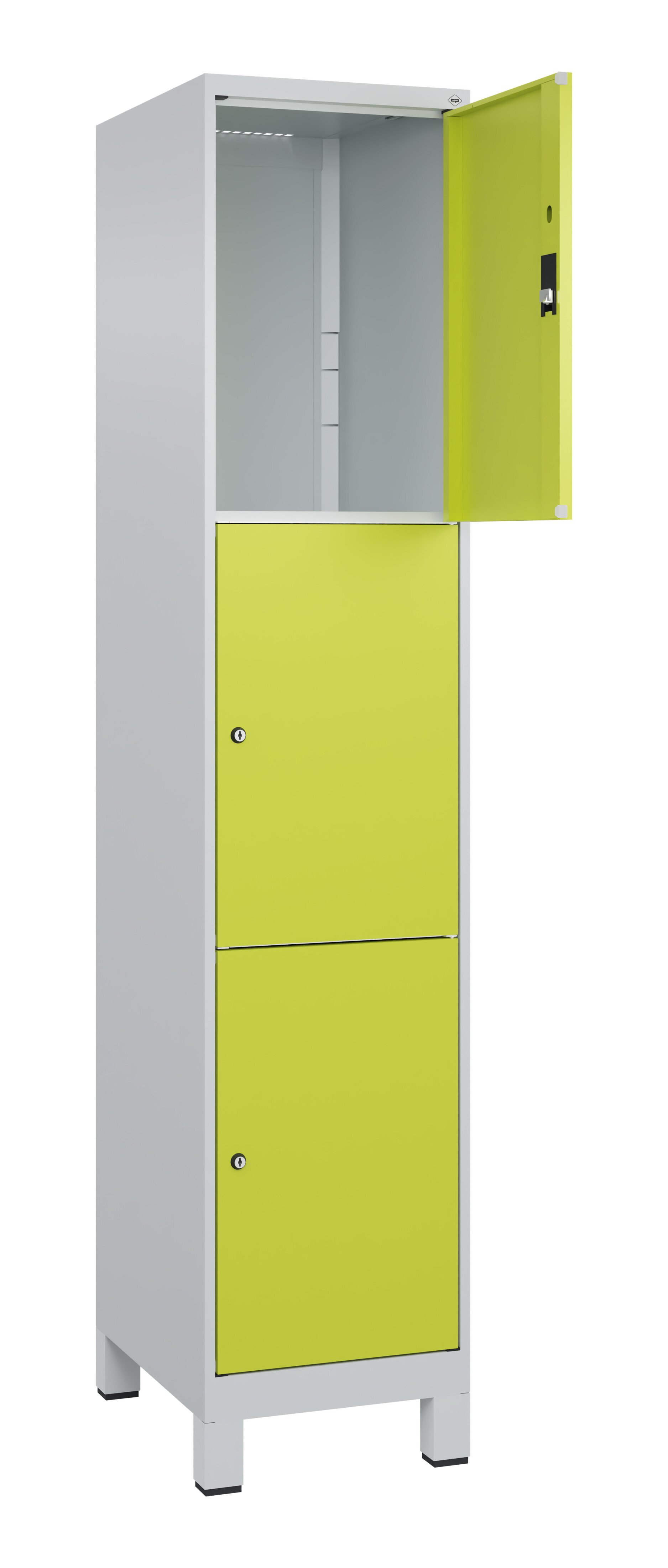 Schließfachschrank Classic Plus, Füße, 3 Fächer, 1950x400x500mm