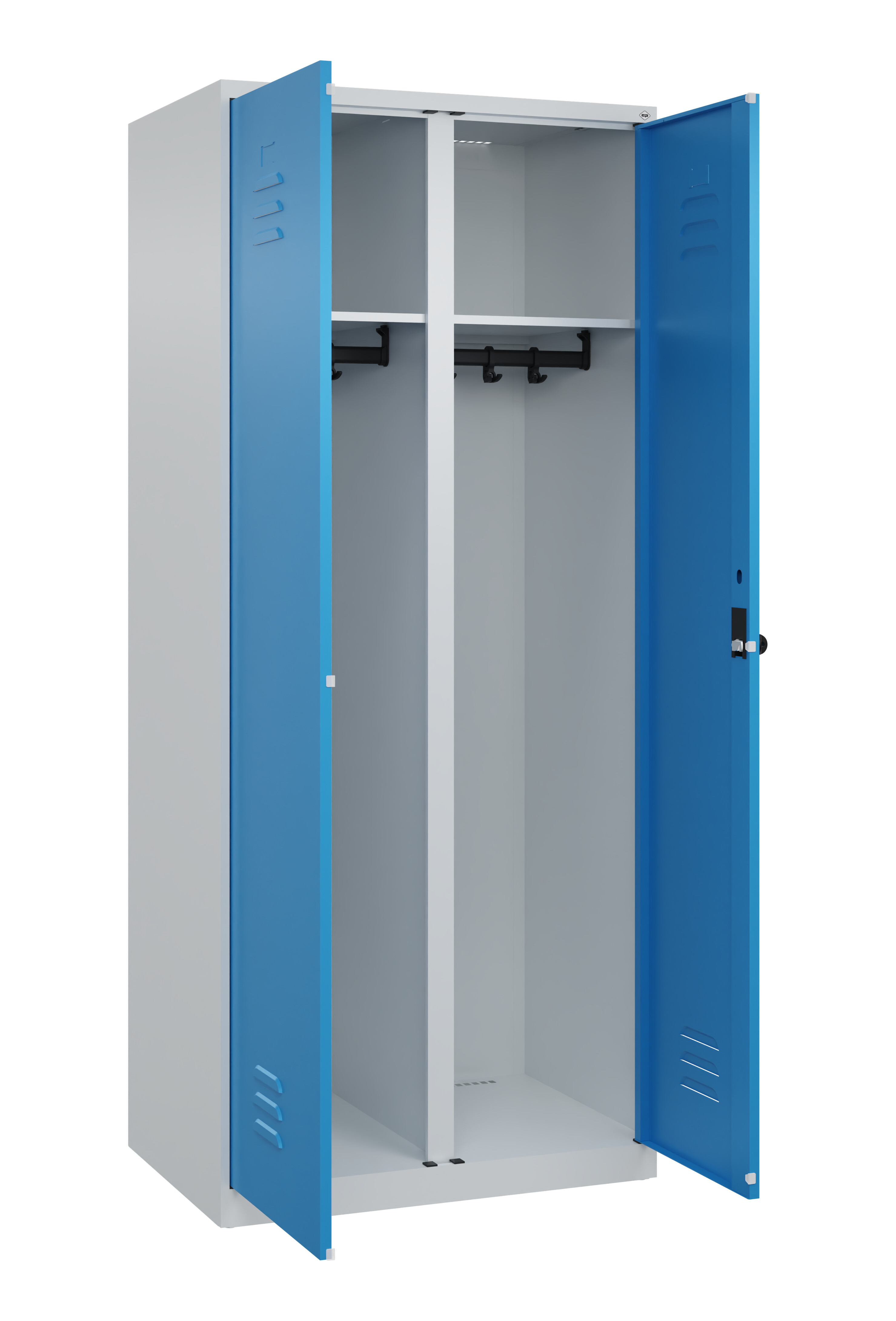 Schwarz-Weiß-Spind Classic Plus, 2 Abteile, 1850x800x500mm Schwarz-Weiß-Spind Classic Plus, 2 Abteile, 1850x800x500mm