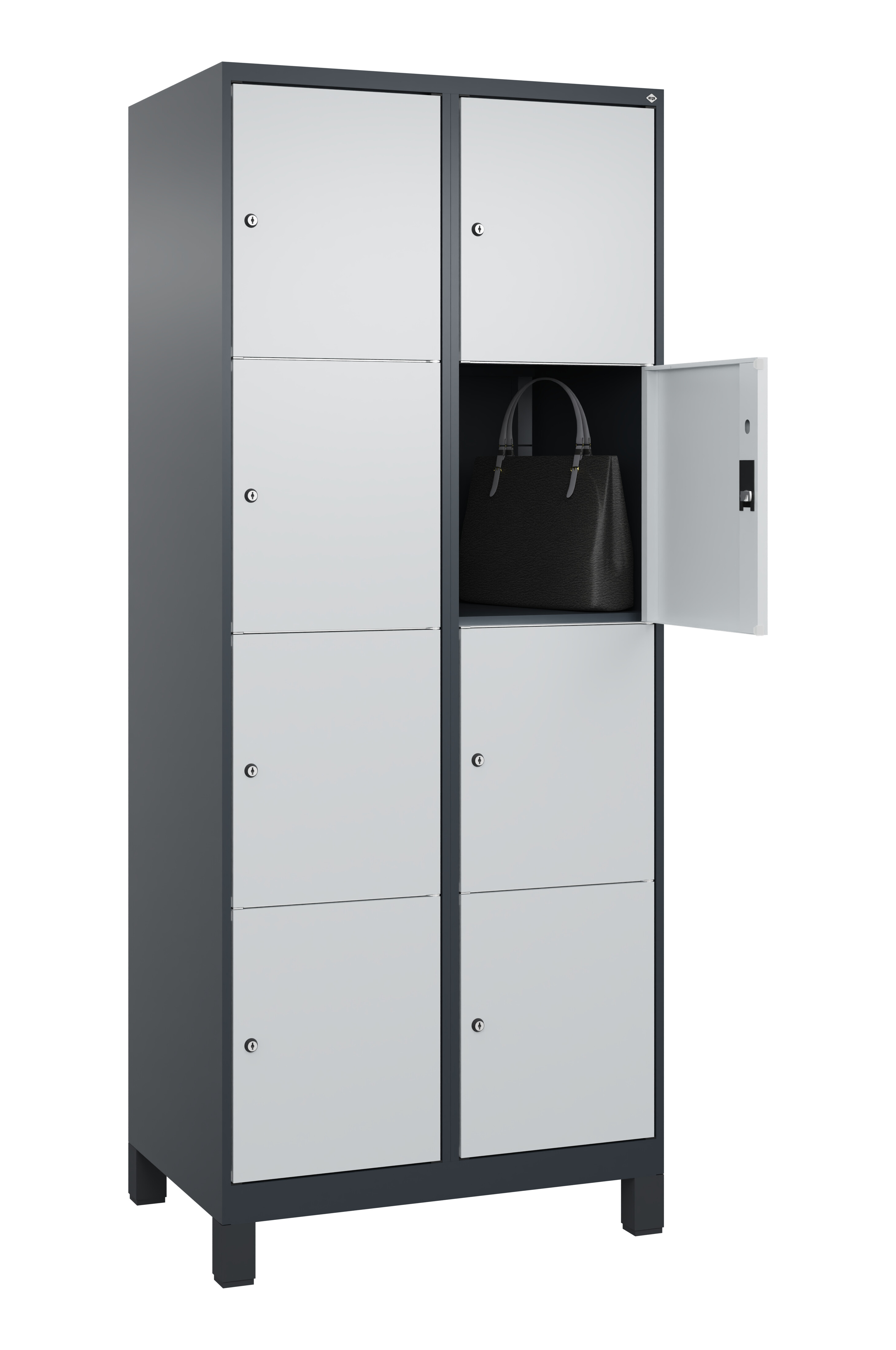 Schließfachschrank Classic Plus, Füße, 8 Fächer, 1950x800x500mm