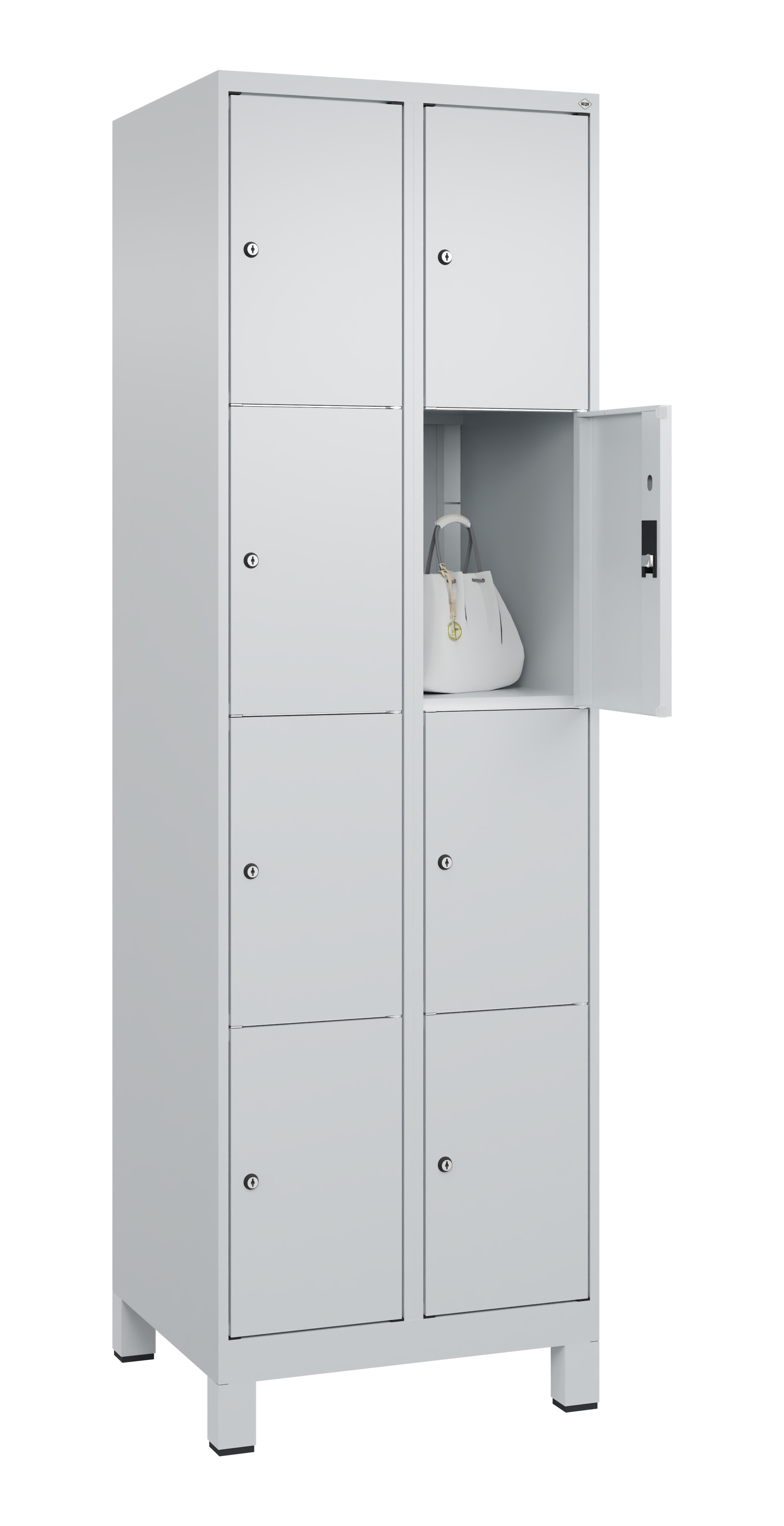 Schließfachschrank Classic Plus, Füße, 8 Fächer, 1950x600x500mm