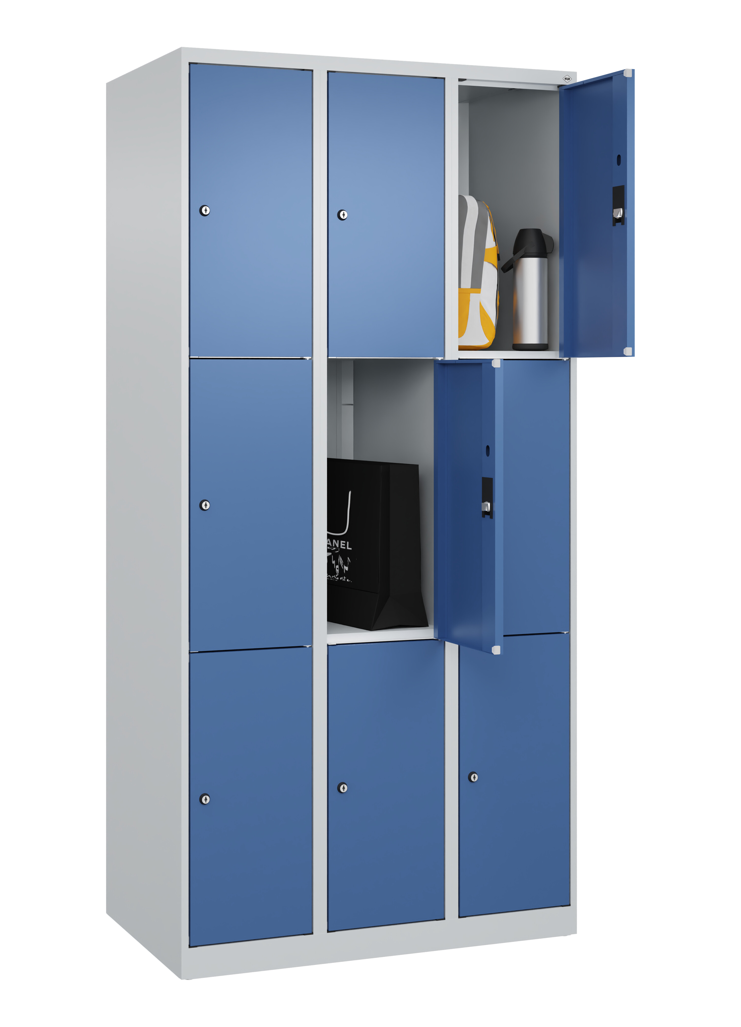 Schließfachschrank Classic Plus, 9 Fächer, 1850x900x500mm Schließfachschrank Classic Plus, 9 Fächer, 1850x900x500mm