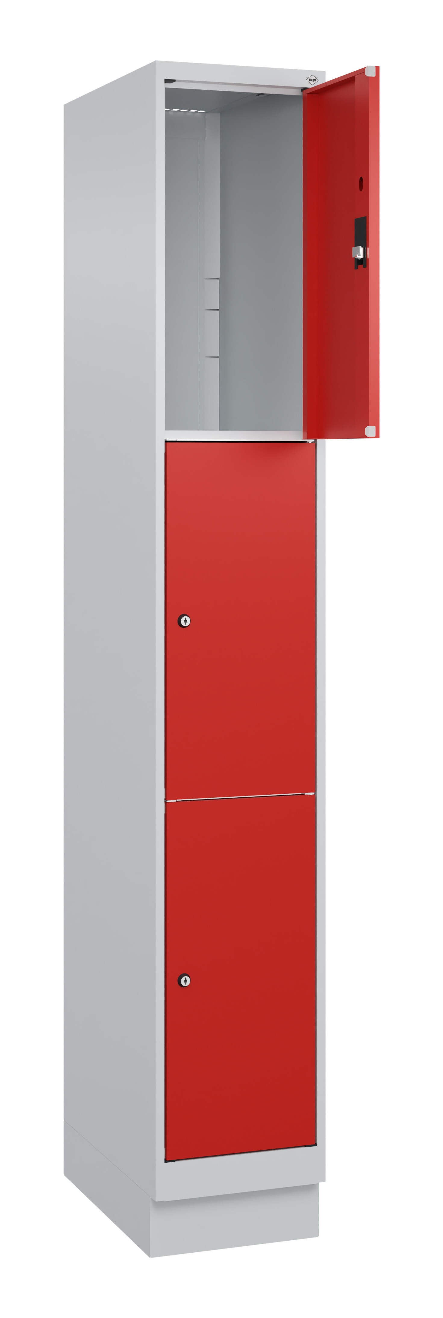 Schließfachschrank Classic Plus, Sockel, 3 Fächer, 1950x300x500mm