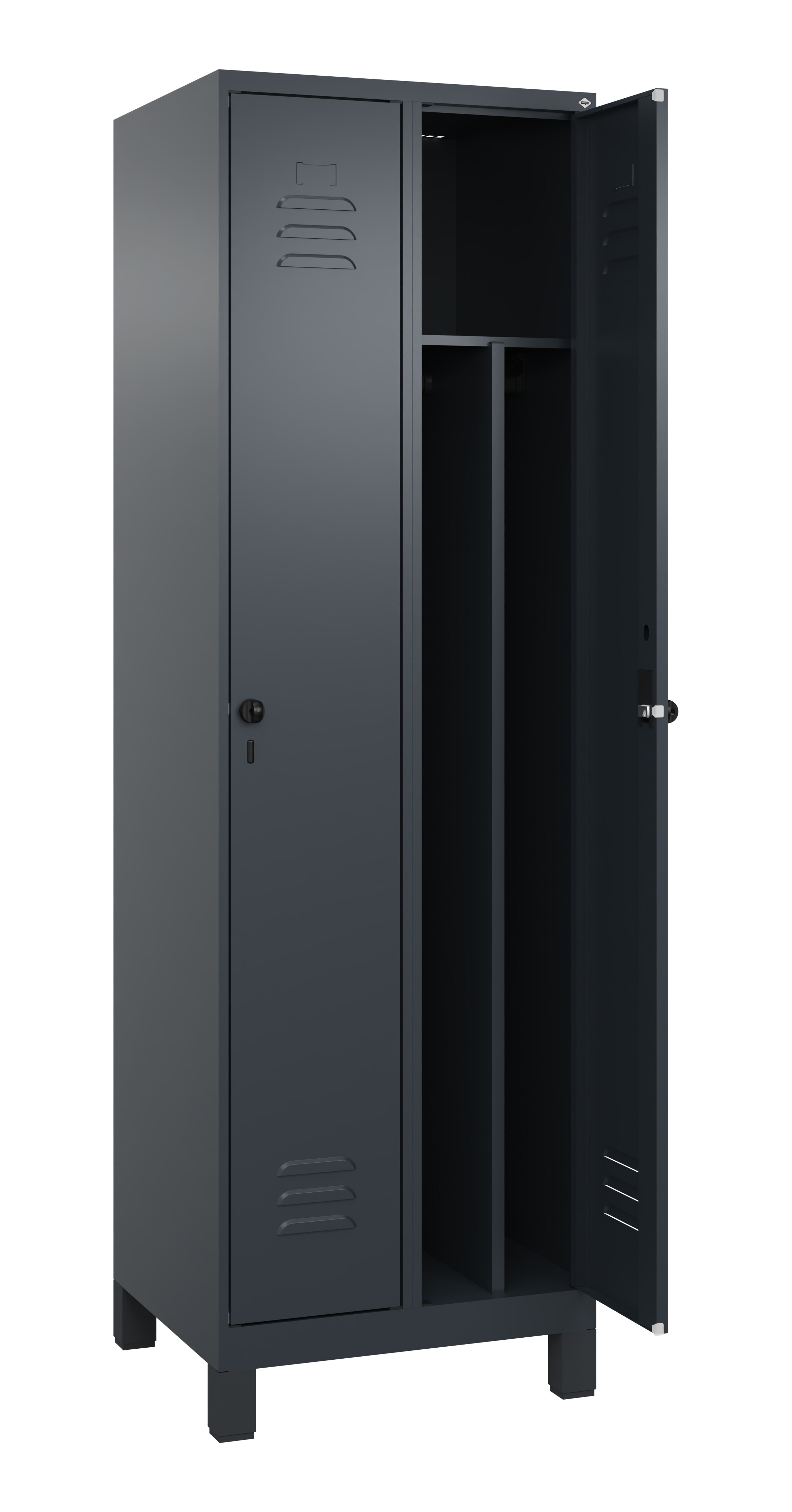 Spind Classic Plus, Füße, 2 Abteile, 1950x600x500mm Spind Classic Plus, Füße, 2 Abteile, 1950x600x500mm