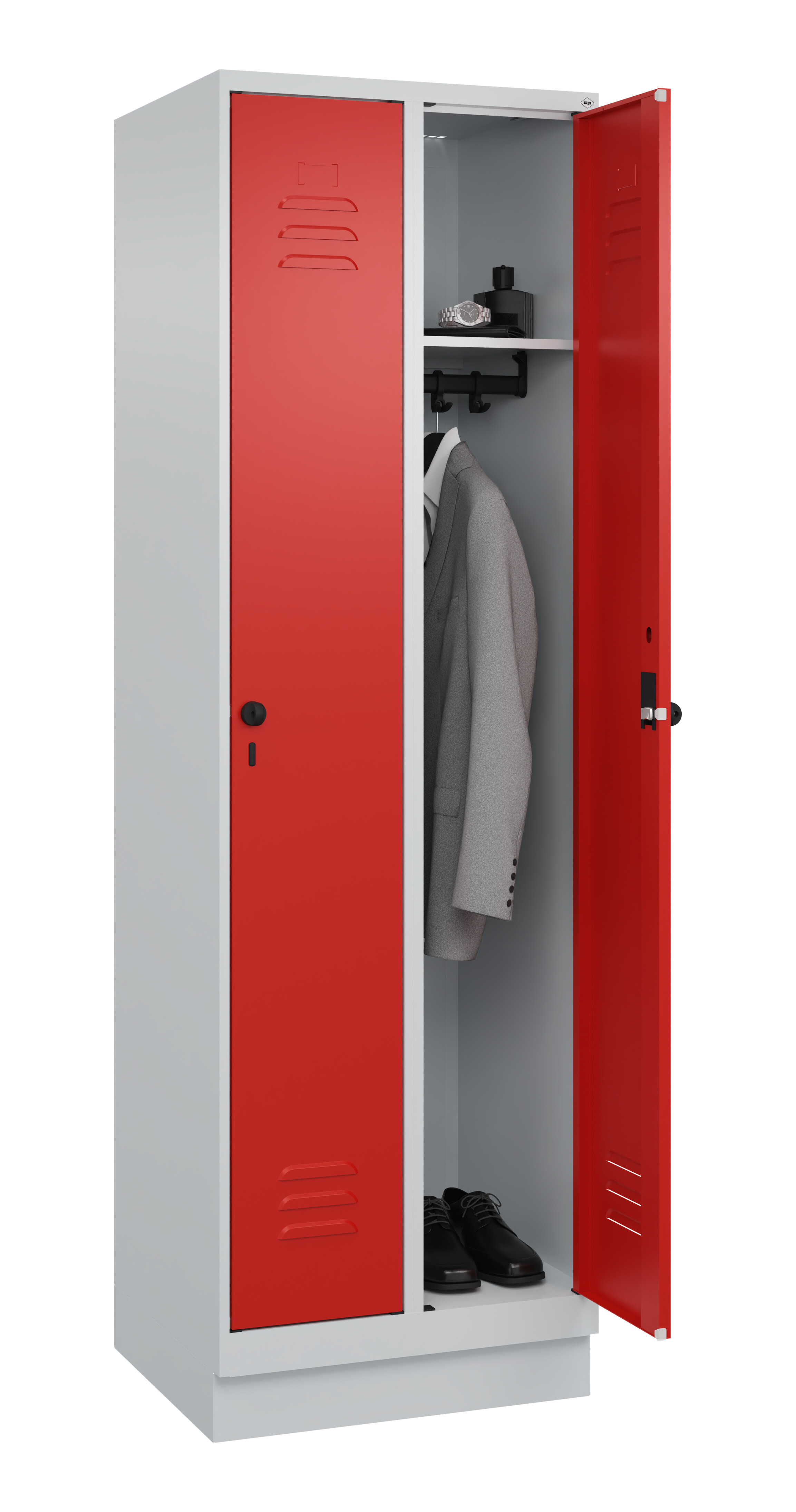 Spind Classic Plus, Sockel, 2 Abteile, 1950x600x500mm Spind Classic Plus, Sockel, 2 Abteile, 1950x600x500mm