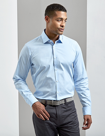 Premier Workwear Men´s Stretch Fit Poplin Long Sleeve Cotton Shirt