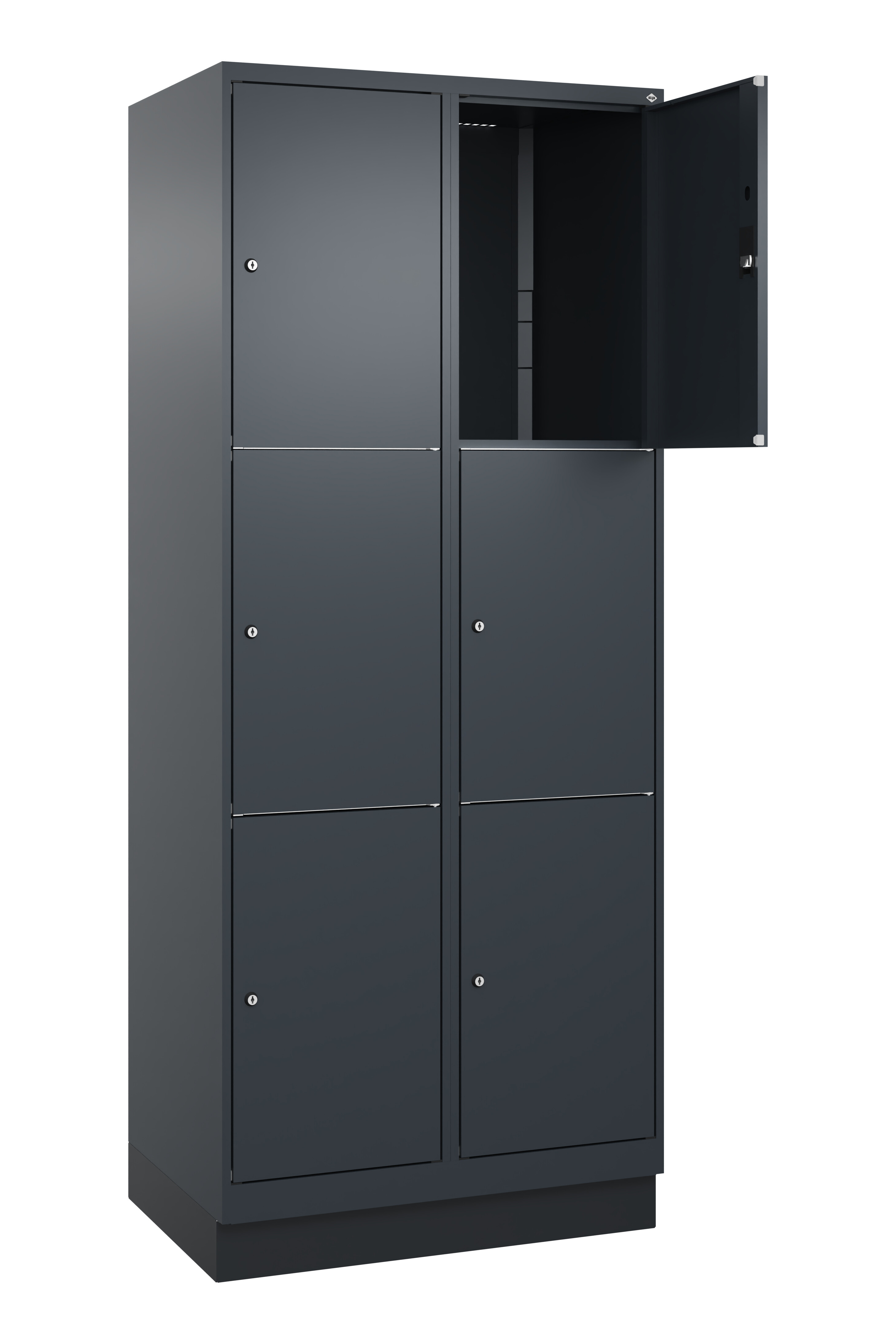 Schließfachschrank Classic Plus, Sockel, 6 Fächer, 2120x800x500mm