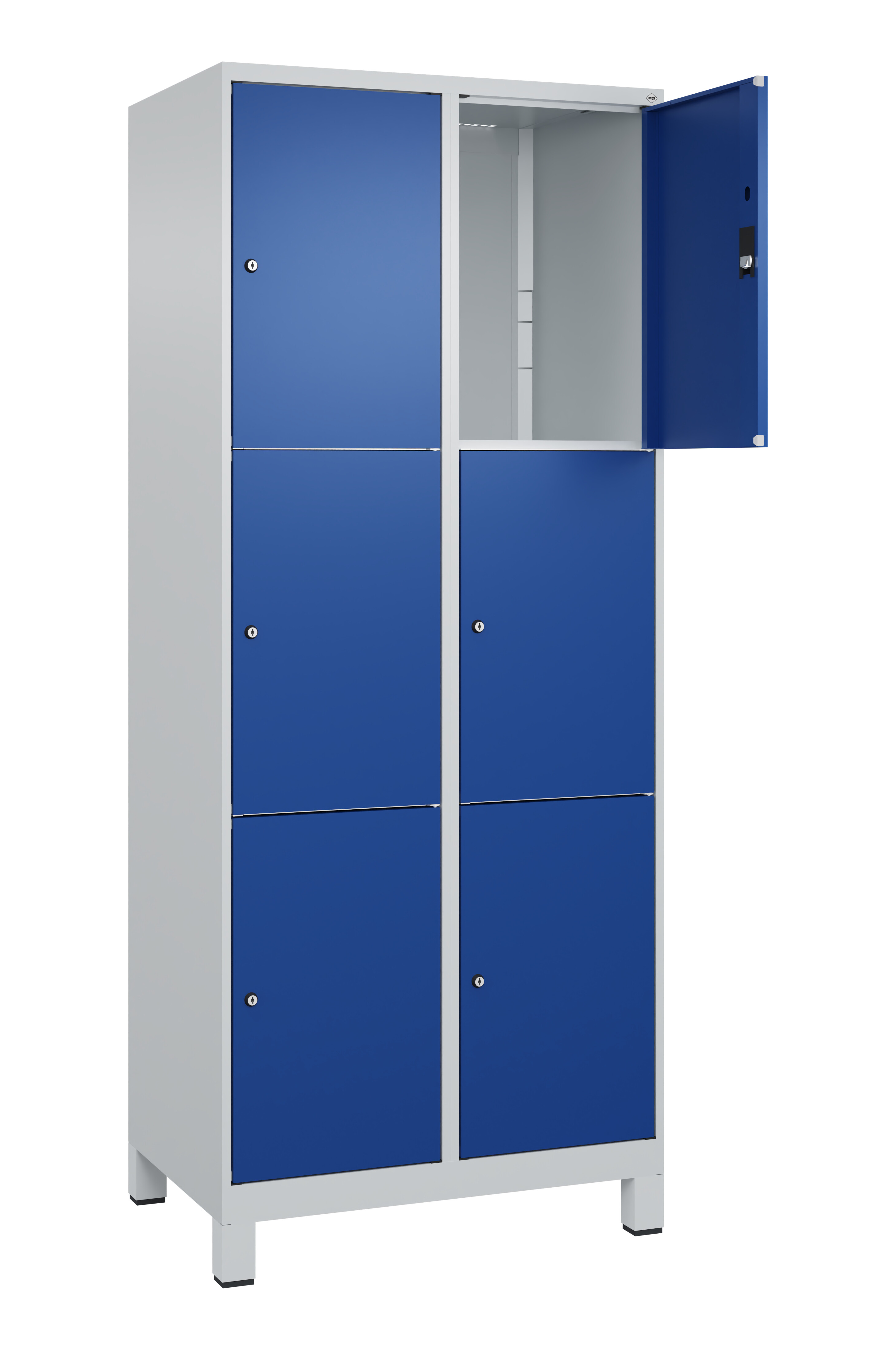 Schließfachschrank Classic Plus, Füße, 6 Fächer, 1950x800x500mm