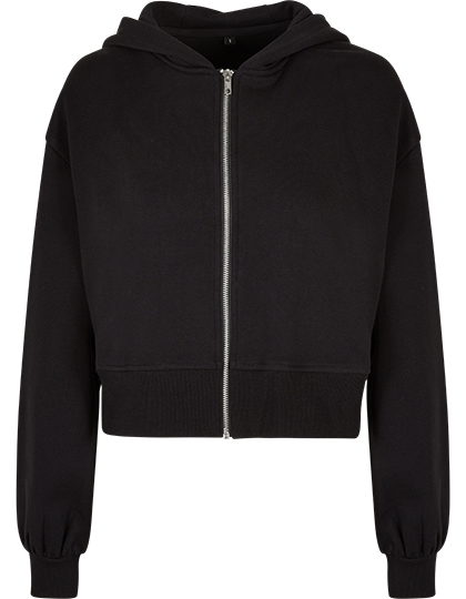 Build Your Brand Ladies Short Oversized Zip Jacket