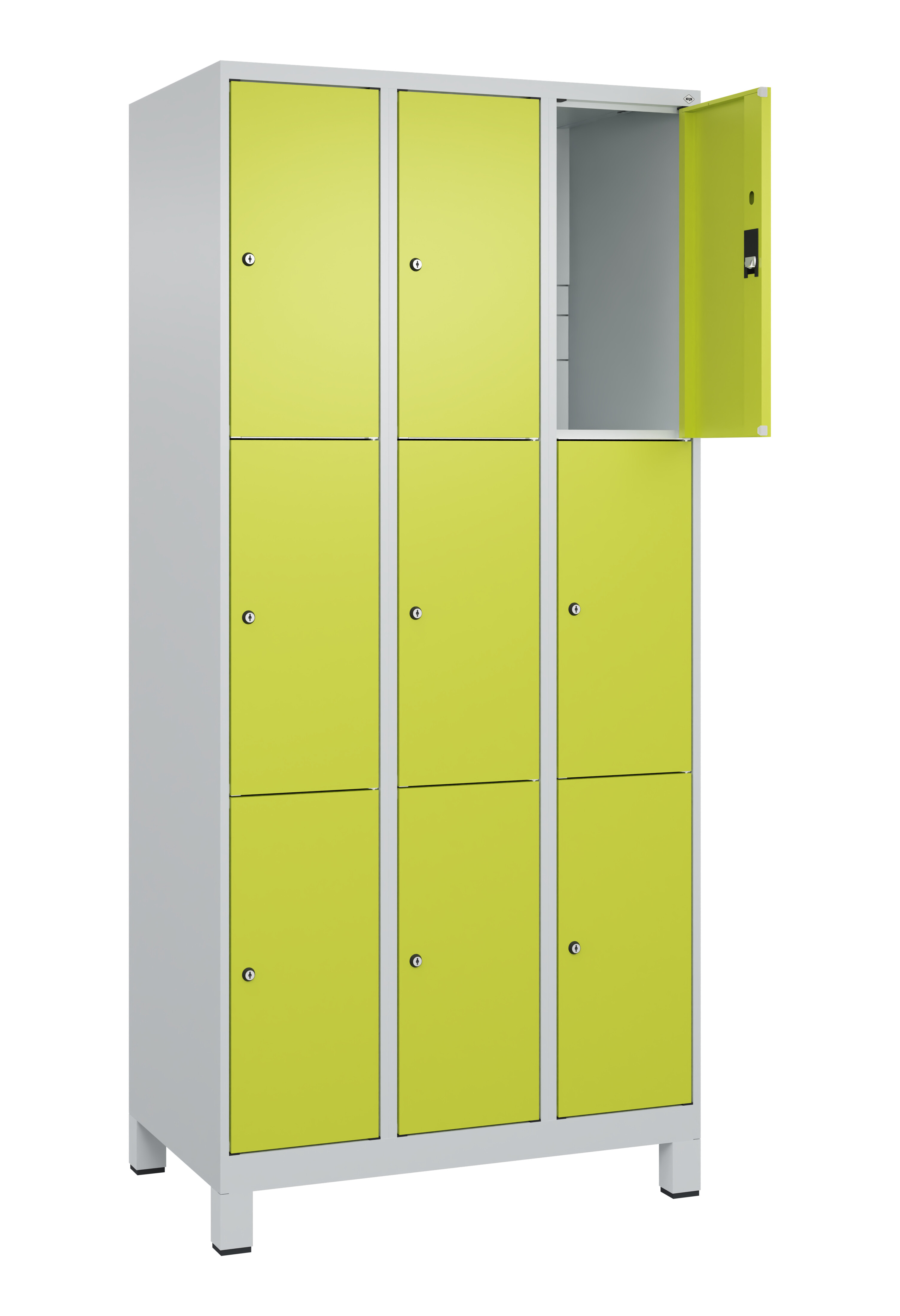 Schließfachschrank Classic Plus, Füße, 9 Fächer, 1950x900x500mm Schließfachschrank Classic Plus, Füße, 9 Fächer, 1950x900x500mm