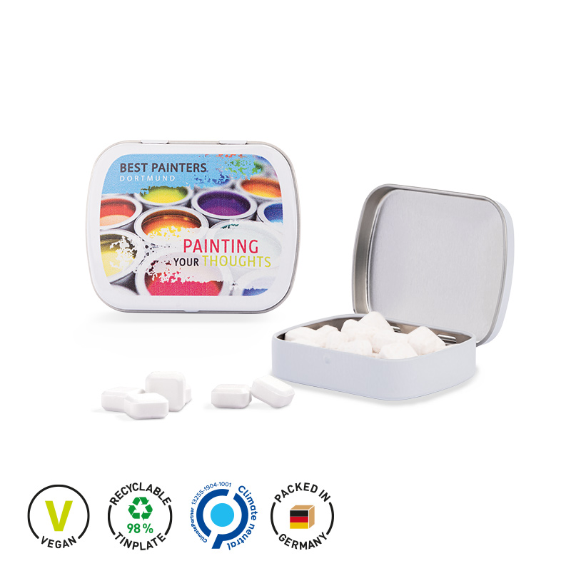 Klappdose weiß Traubenzuckerquadrate