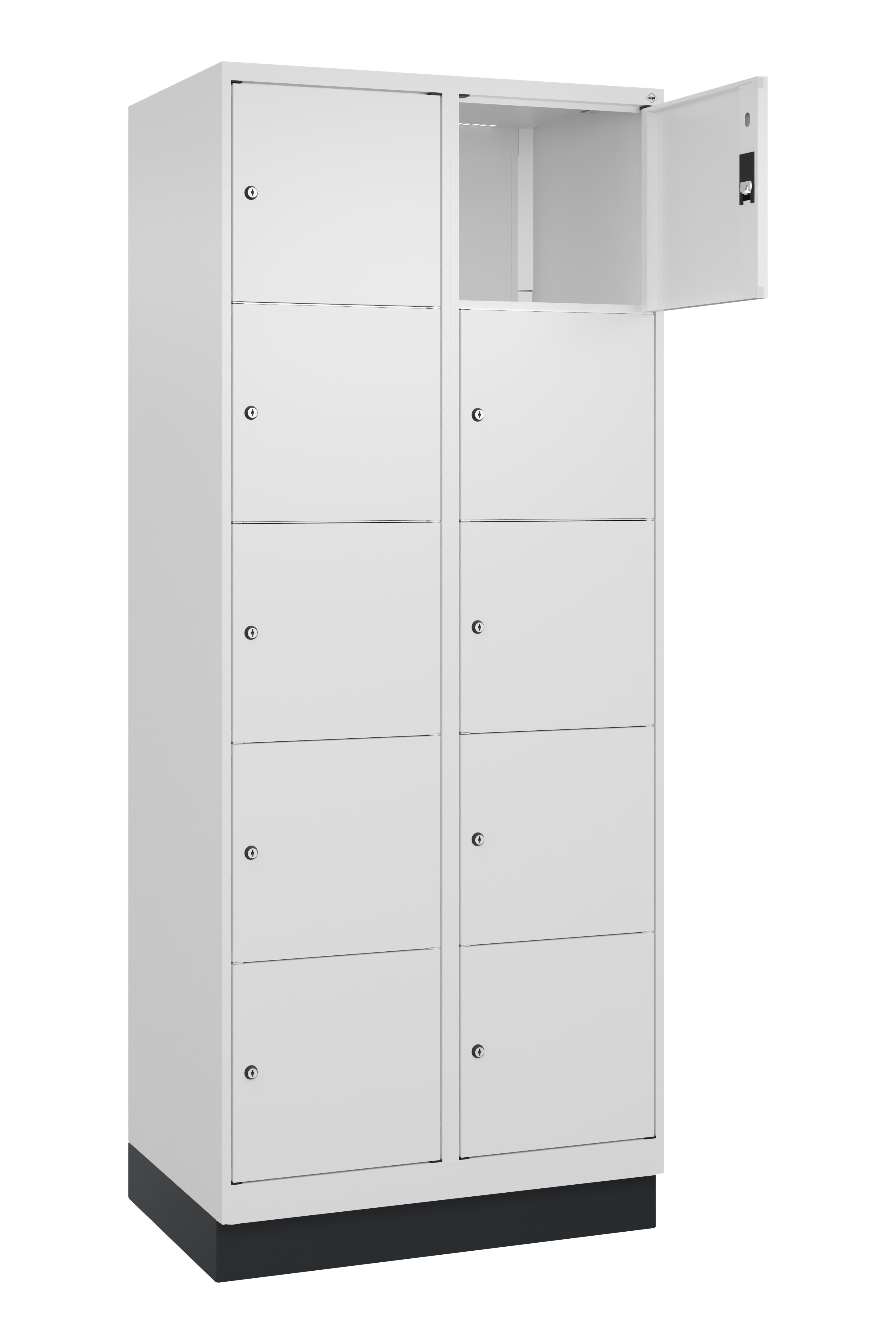 Schließfachschrank Classic Plus, Sockel, 10 Fächer, 2120x800x500mm